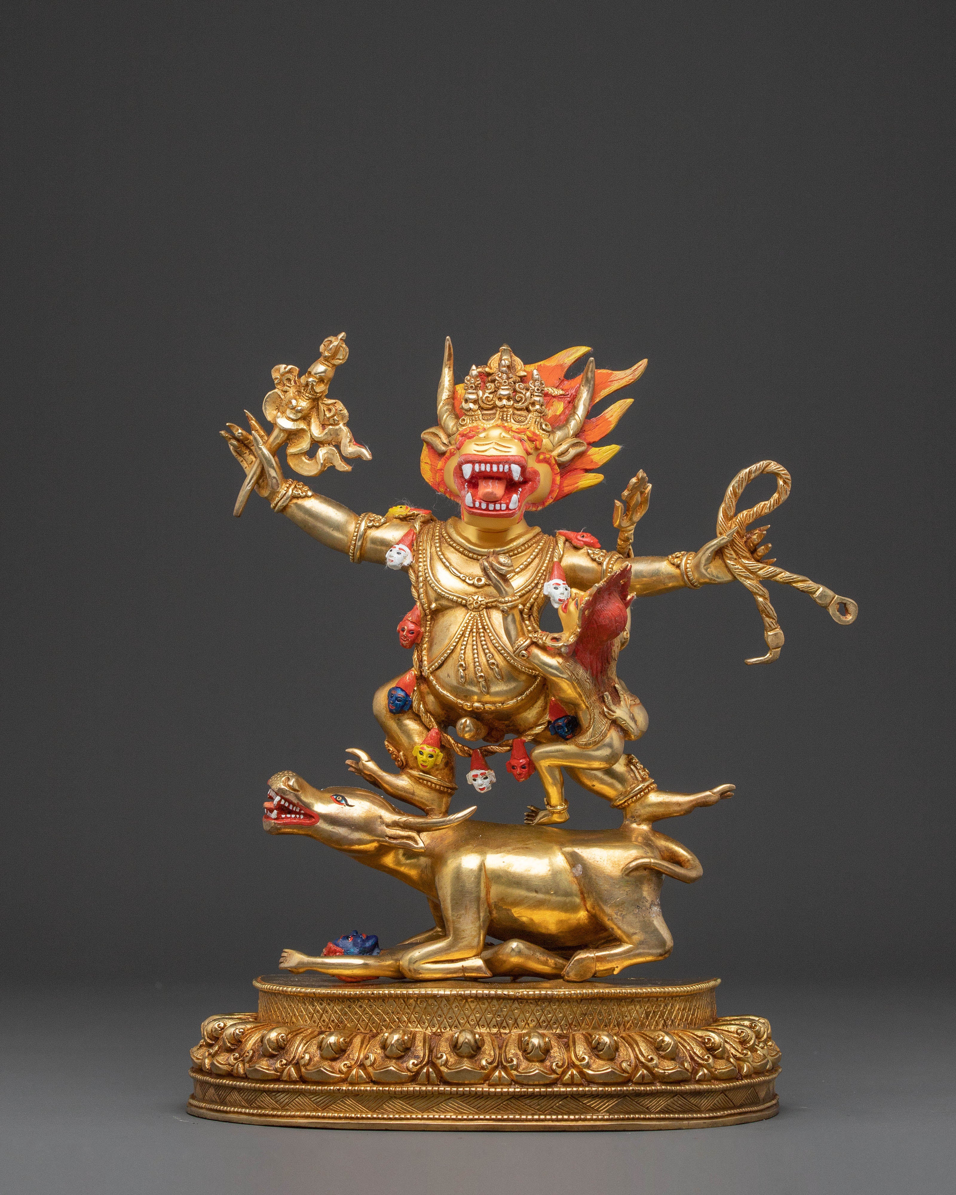 Yama Dharmaraja 24k Gold Gilded Statue | Copper Body