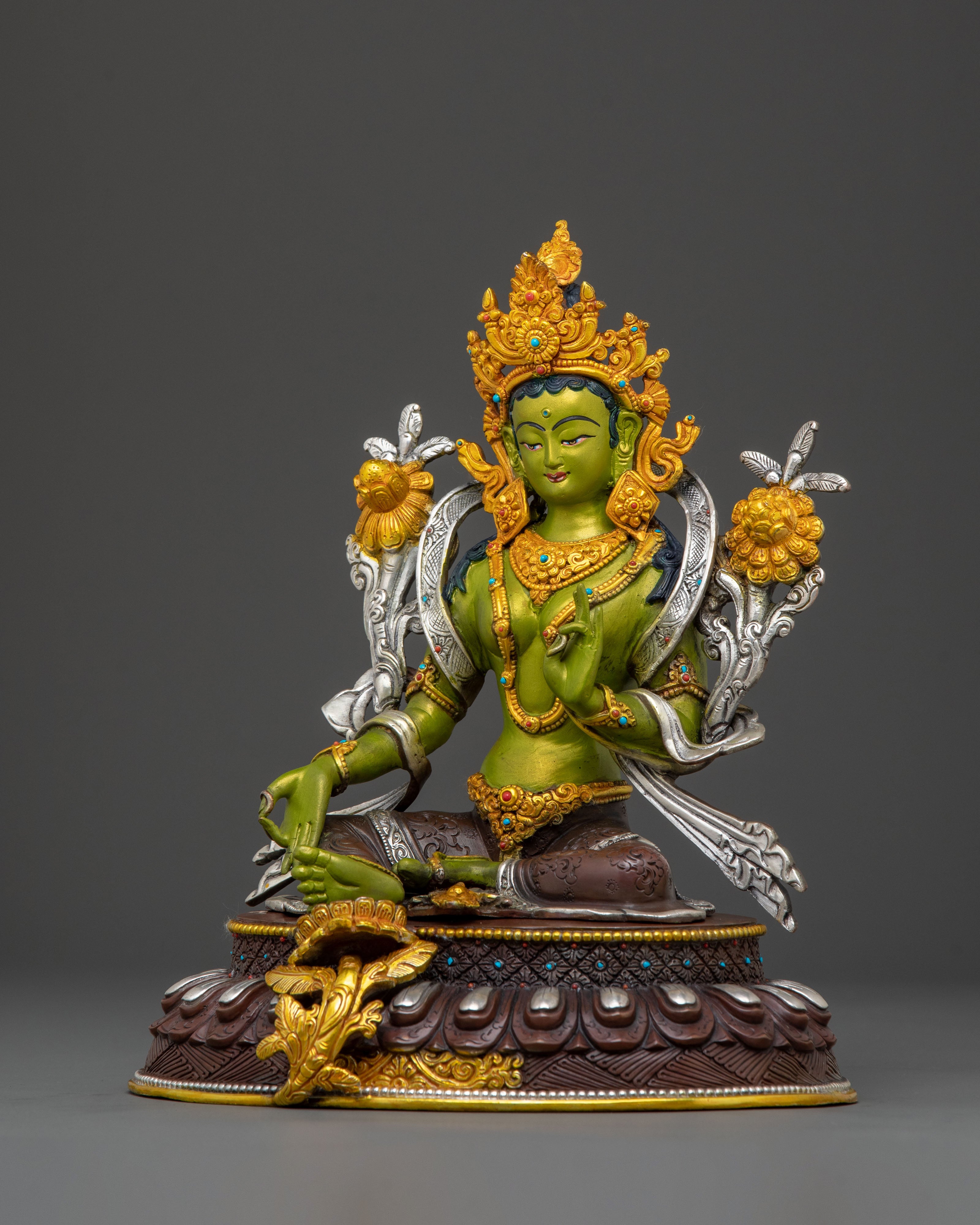 Green Tara Sculpture: Goddess of Compassion, Healing & Protection