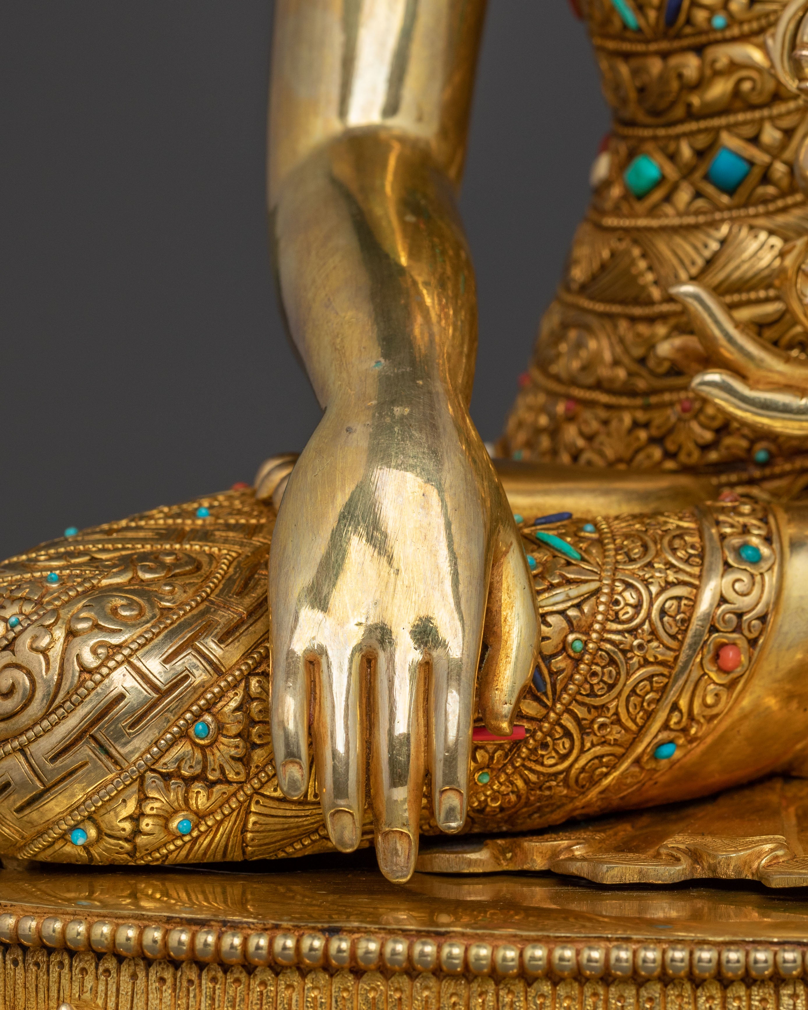 Crowned Mitrugpa Sacred Statue with 24K Gold Glided