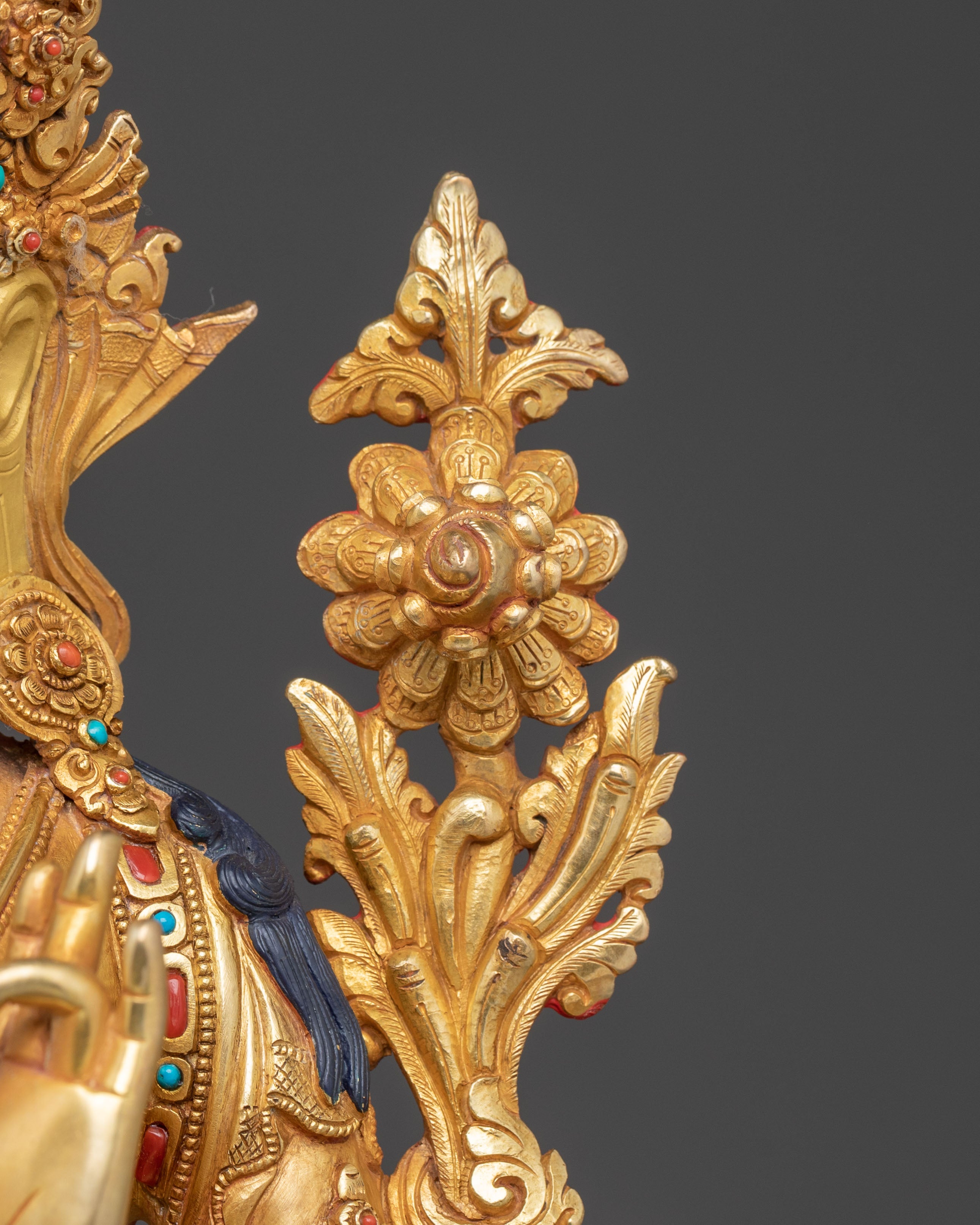 Green Tara Healing Statue: 24K Gold Gilded