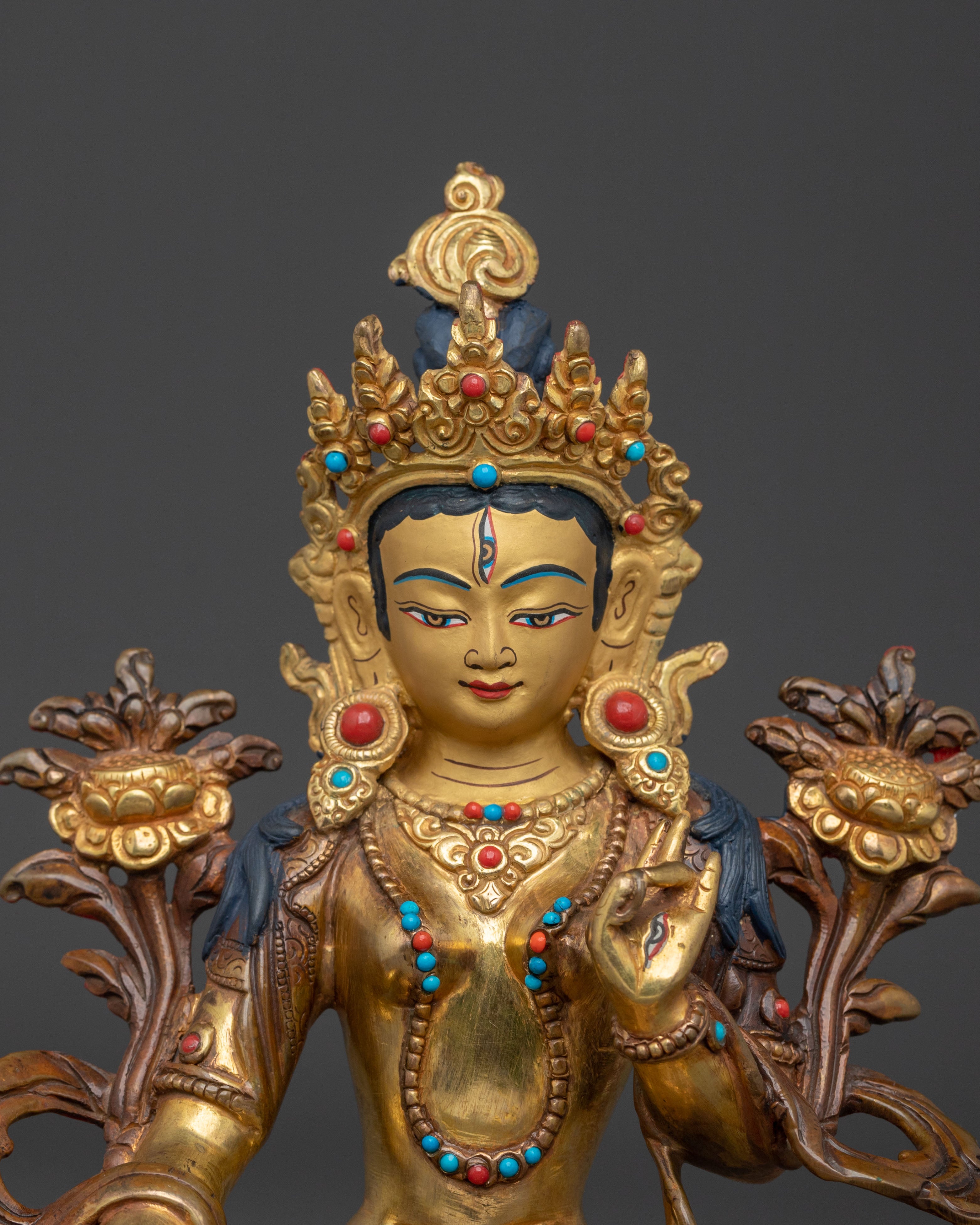 Meditation Goddess White Tara Sacred Statue