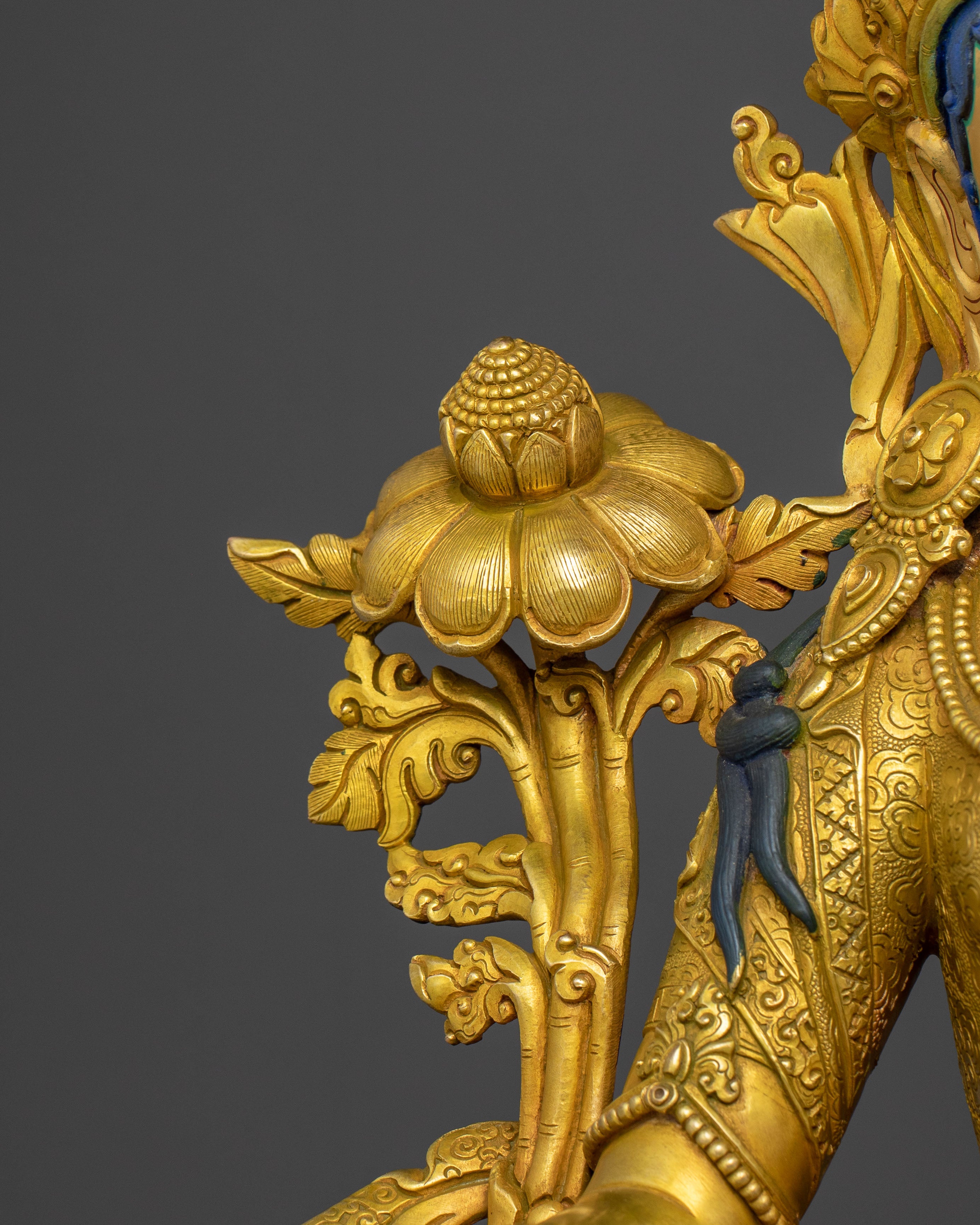 Green Tara Healing Deity Statue – 24K Gilded Serenity