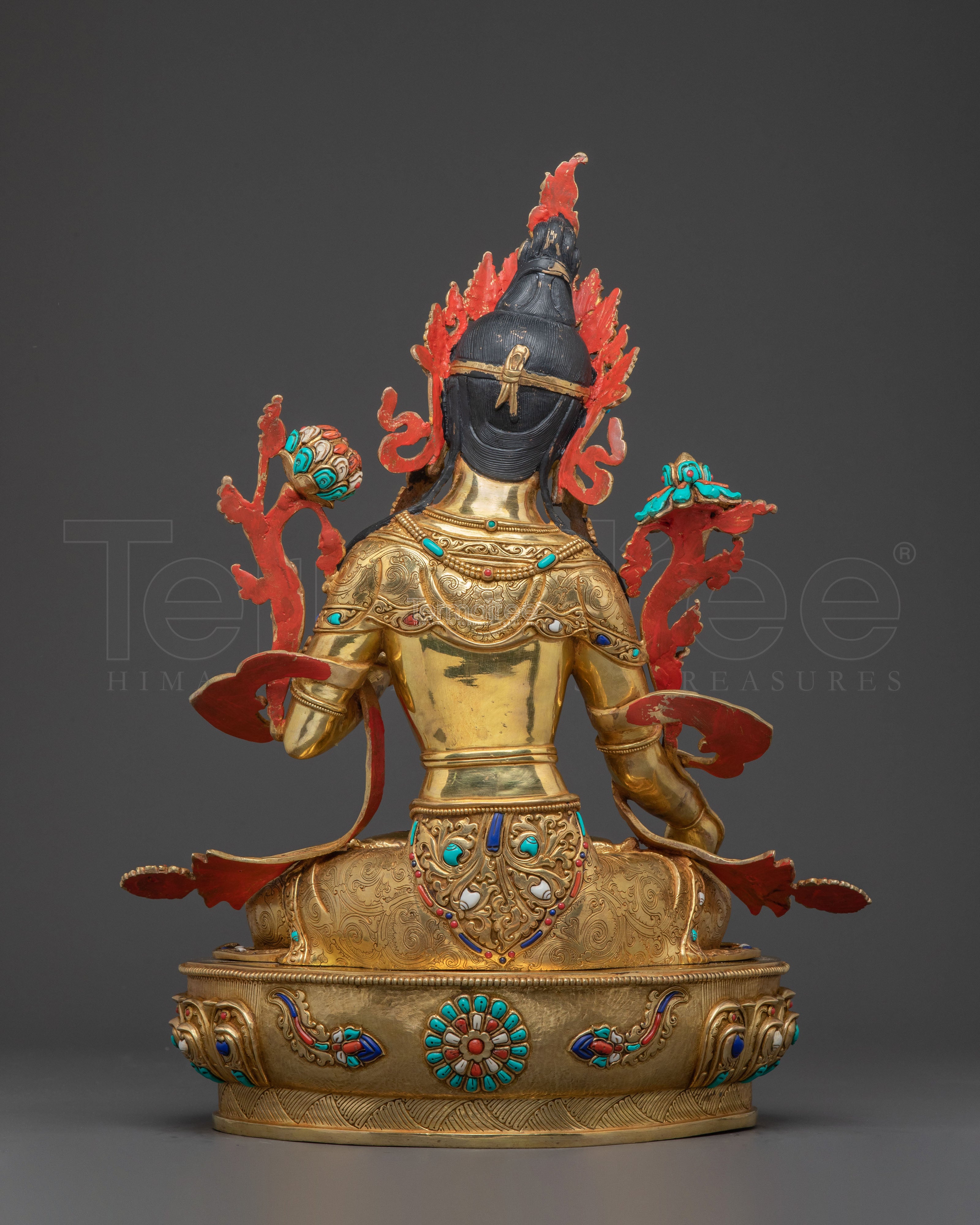 Longevity Blessing White Tara Sculpture: Hand-Gilded Copper Artistry