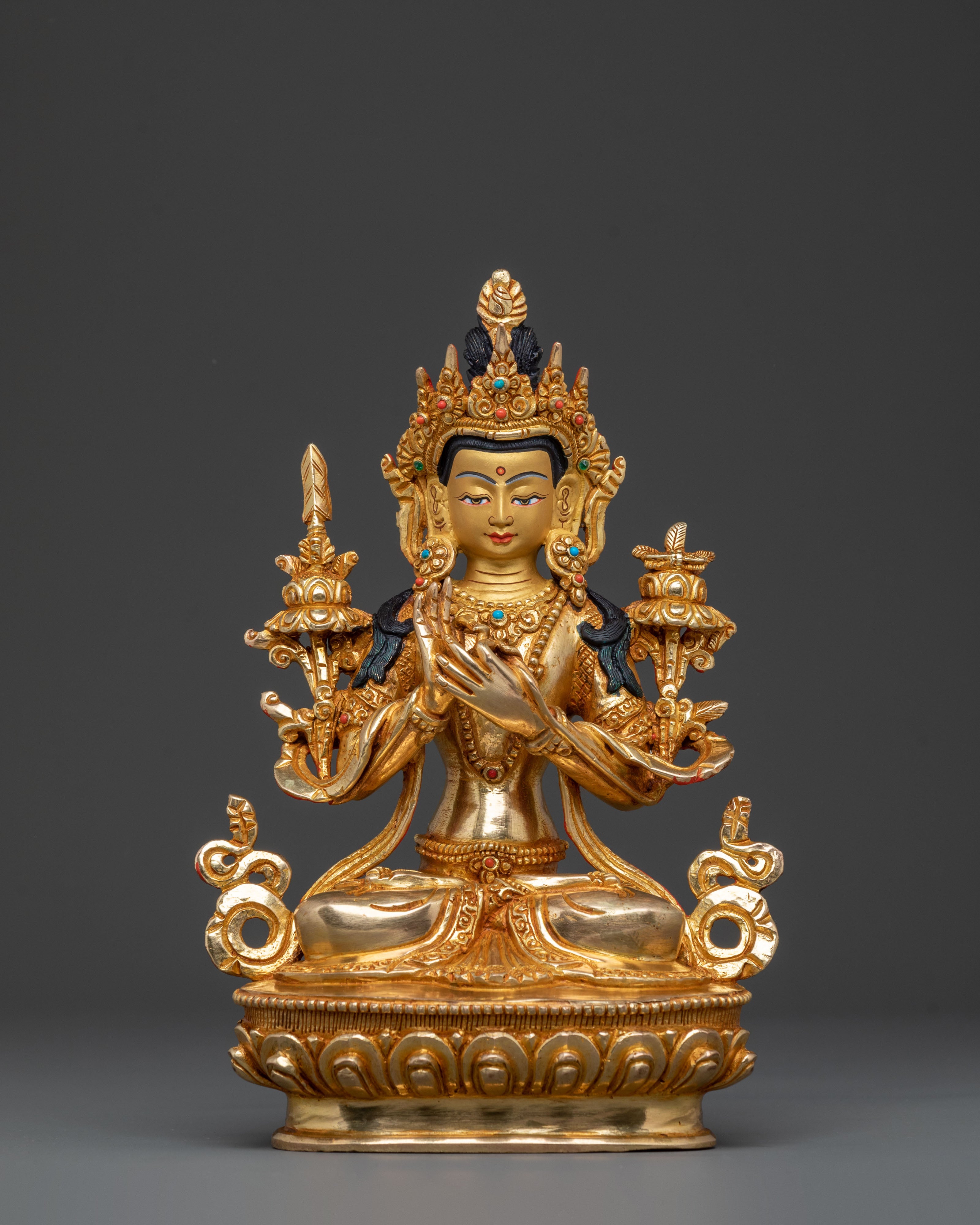 Tikshna Manjushri Statue of Divine Knowledge – 24K Gold Gilded