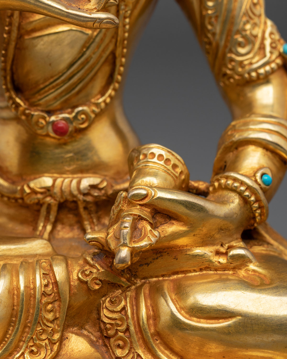 24K Gold Gilded Copper Vajrasattva Statue | Buddhist Shrine Sculpture