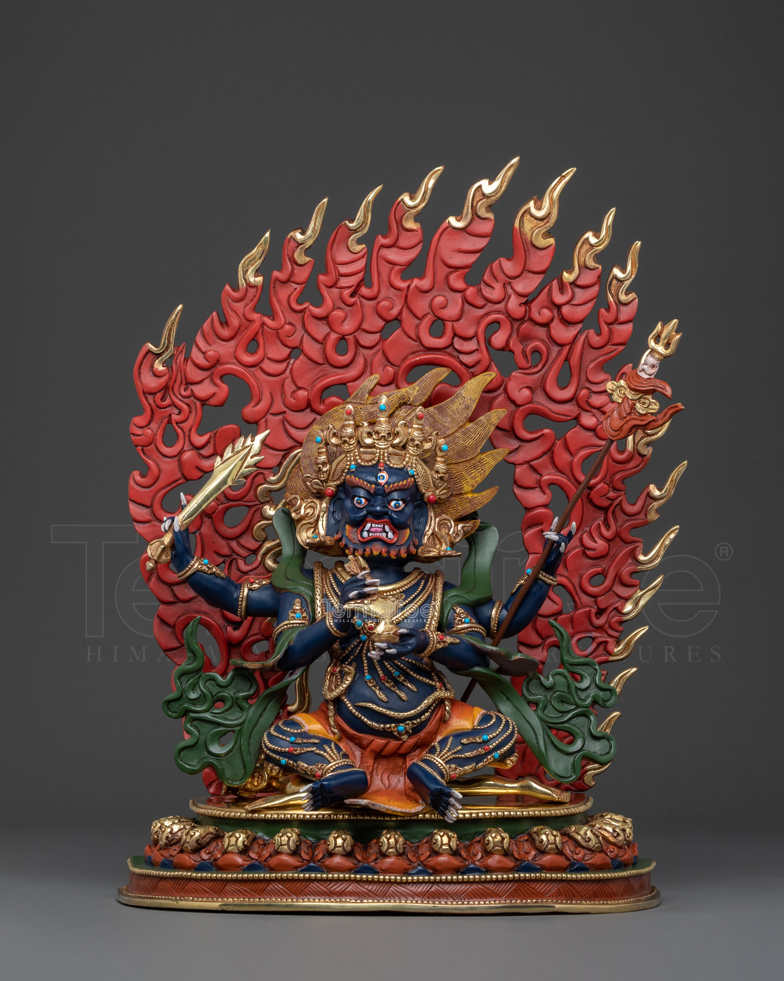 Four Armed Mahakala Sculpture | Protector Deity
