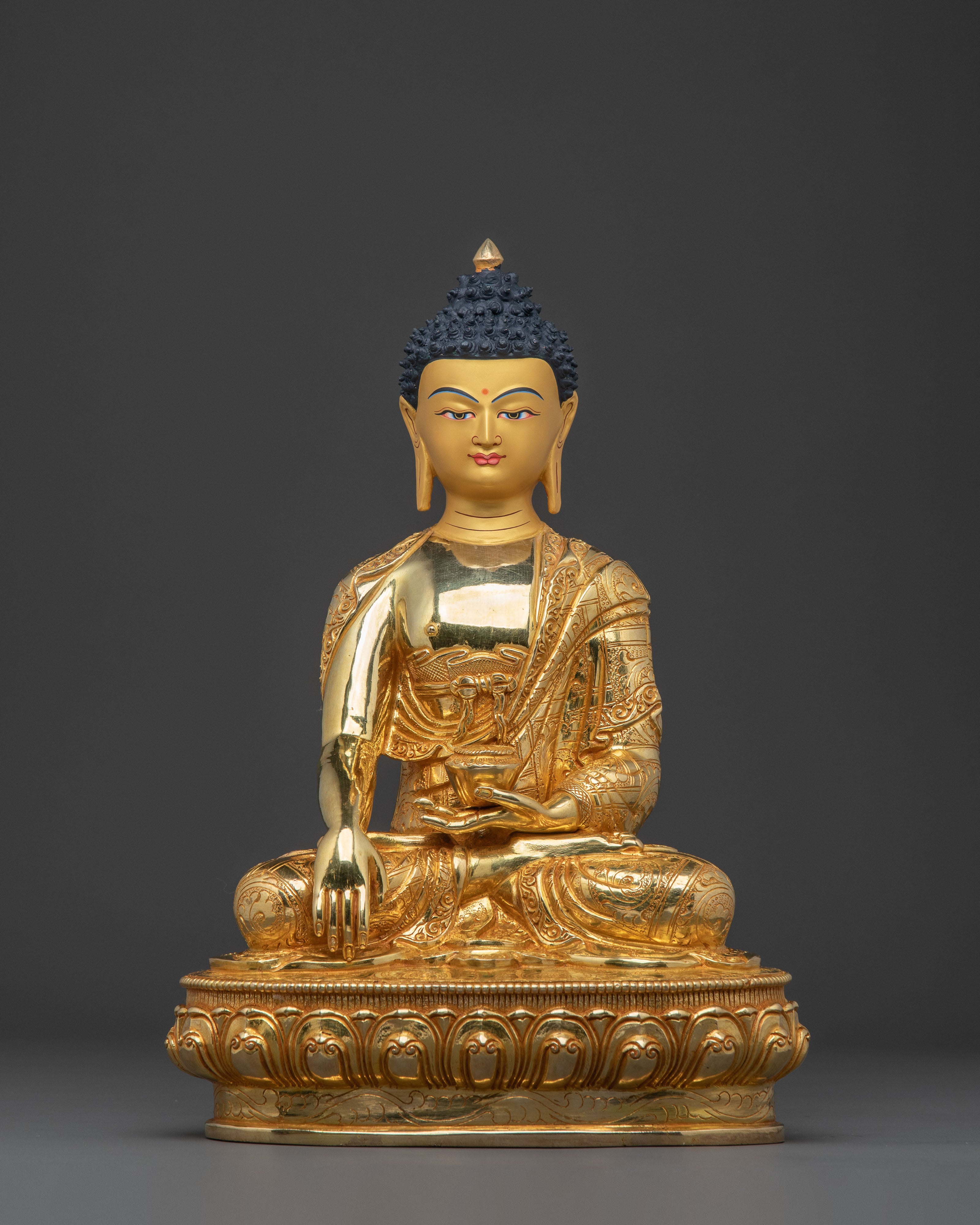 Serene 24K Gold Gilded Meditation Buddha Shakyamuni Sculpture