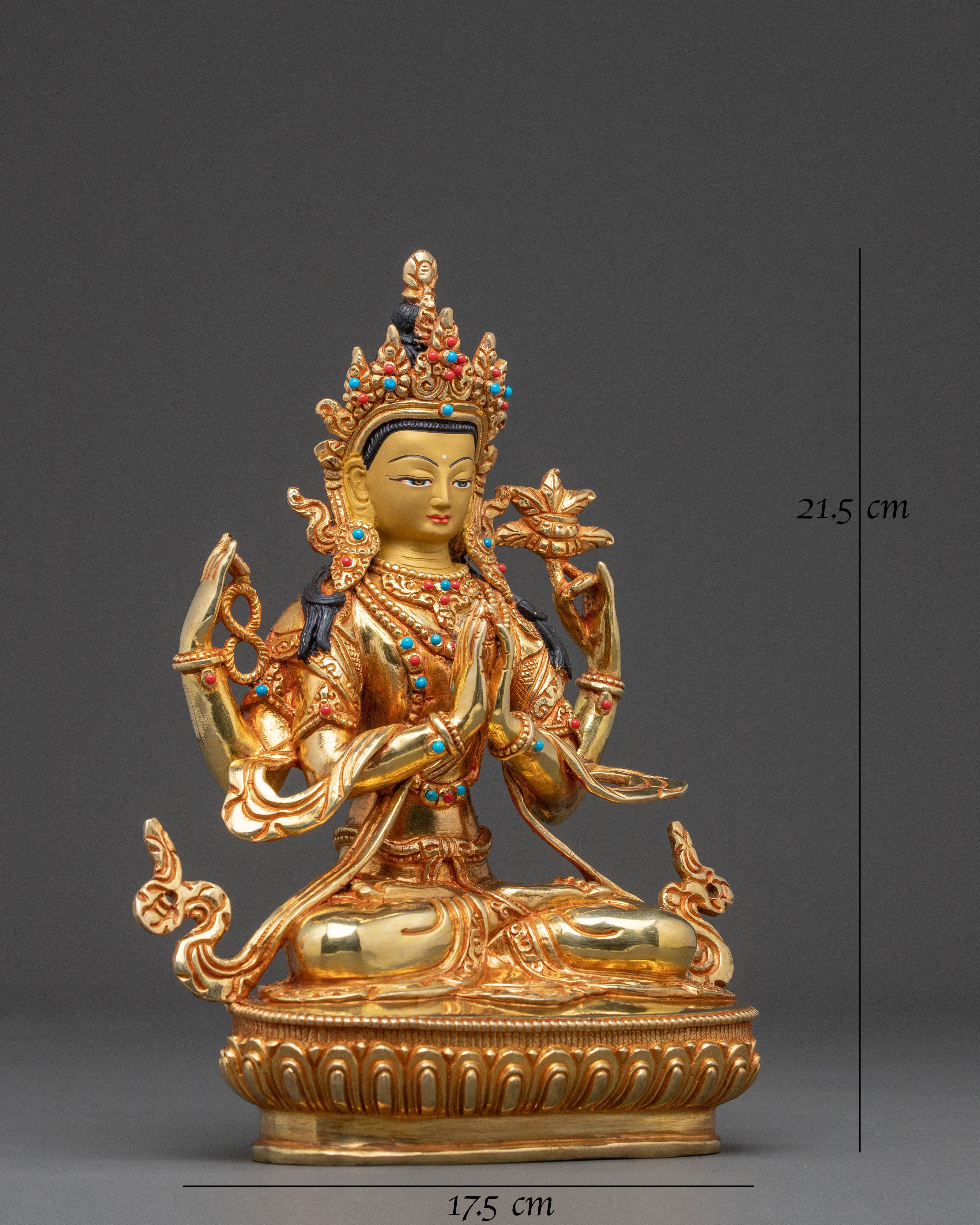Chenrezig Gold Gilded Sacred Statue – Himalayan Artistry