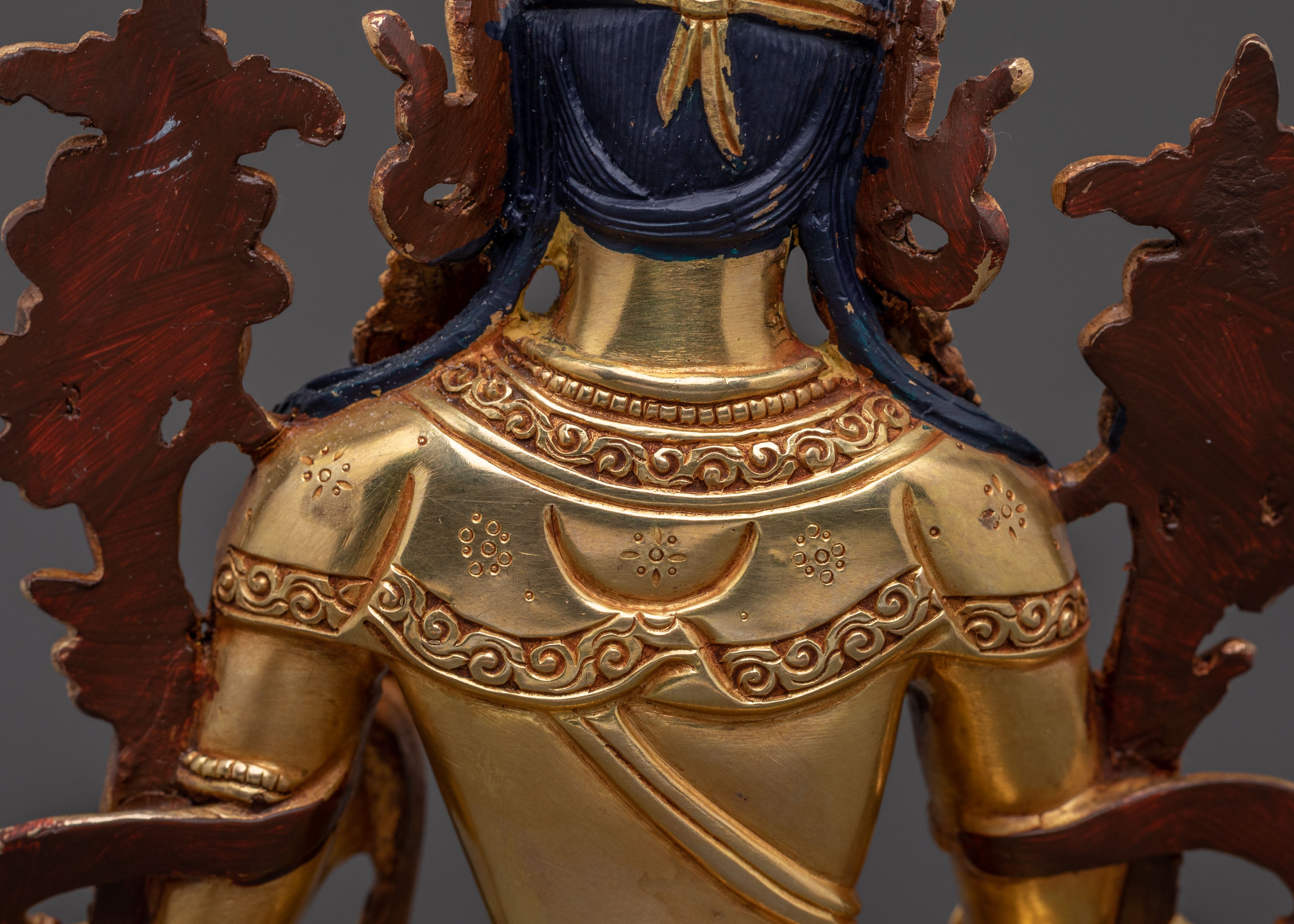 Handcrafted White Tara 24K Gold Gilded Statue