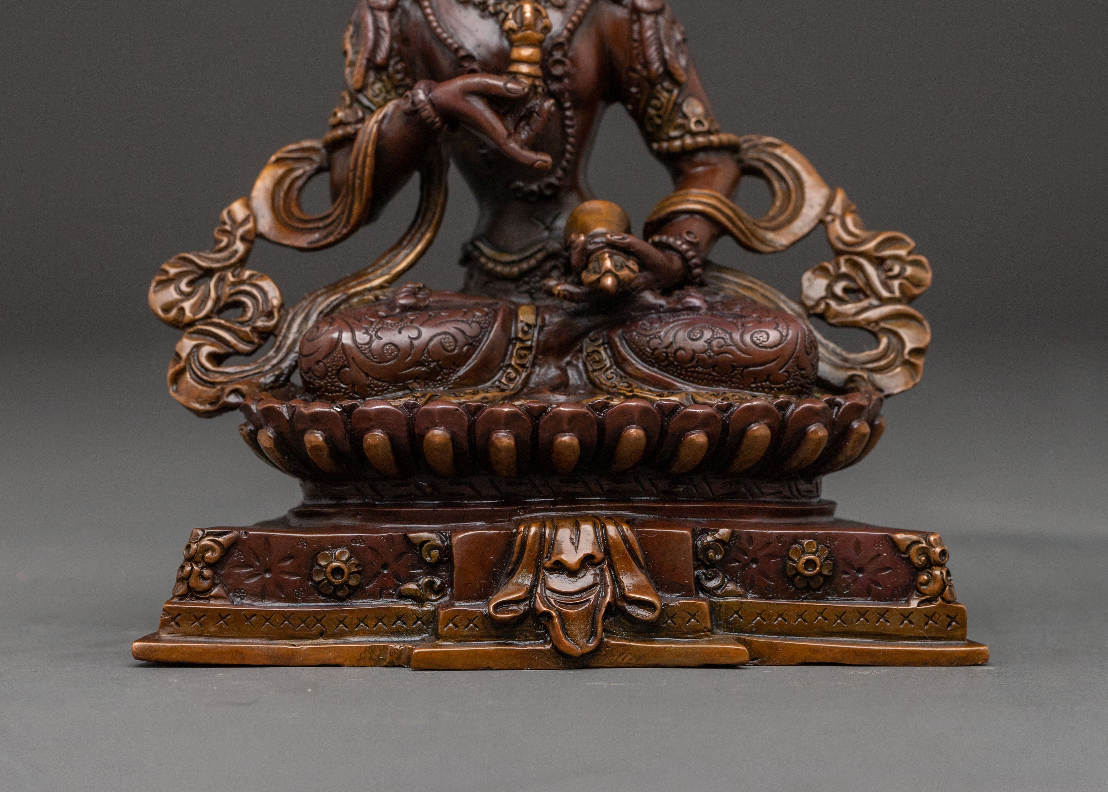 Green Tara Healing Protection Statue - Oxidized Copper Sculpture