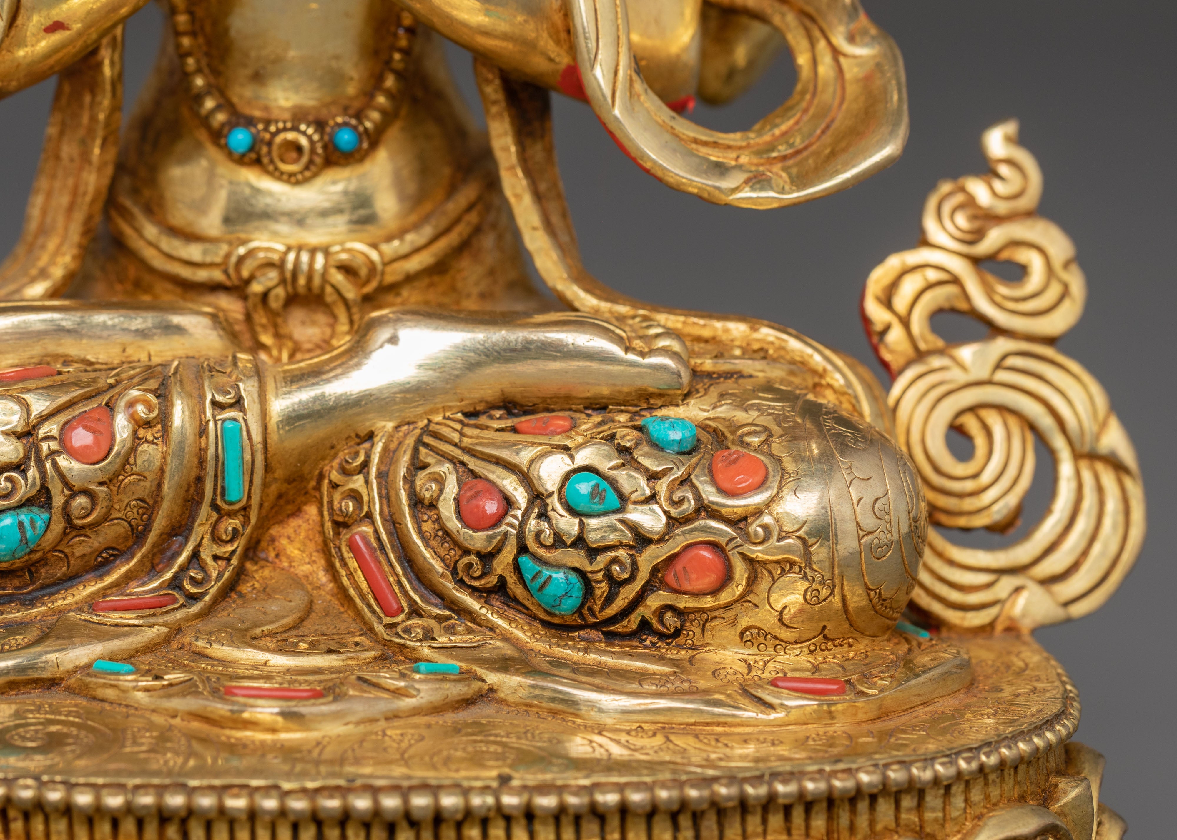 Handcrafted 24K Gold Gilded Chenrezig Statue | Sacred Nepalese Art