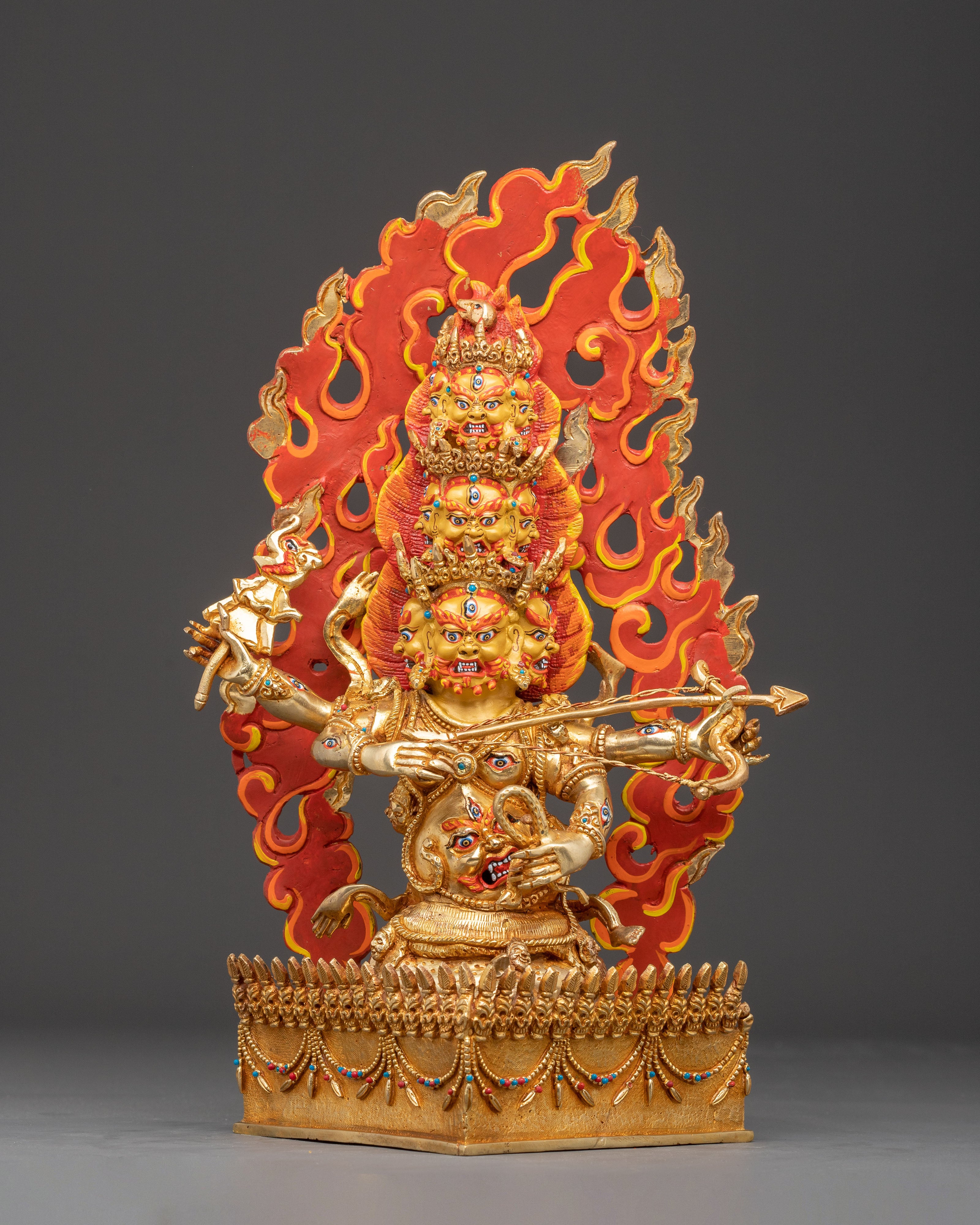 Handmade Copper Rahula Statue | Fierce Guardian Deity