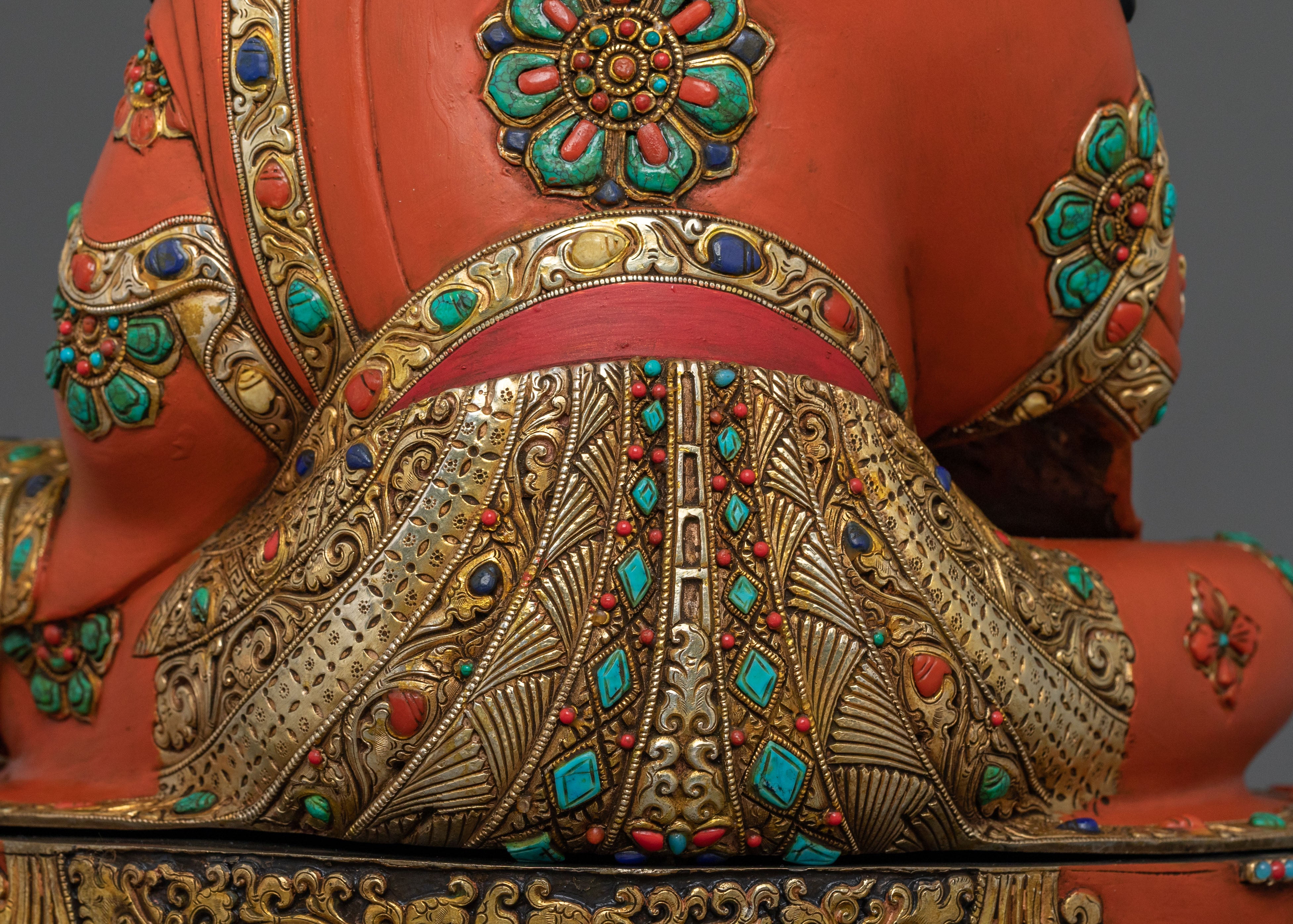 Buddhist Master Guru Norla Sculpture: 24K Gold Gilded Artistry