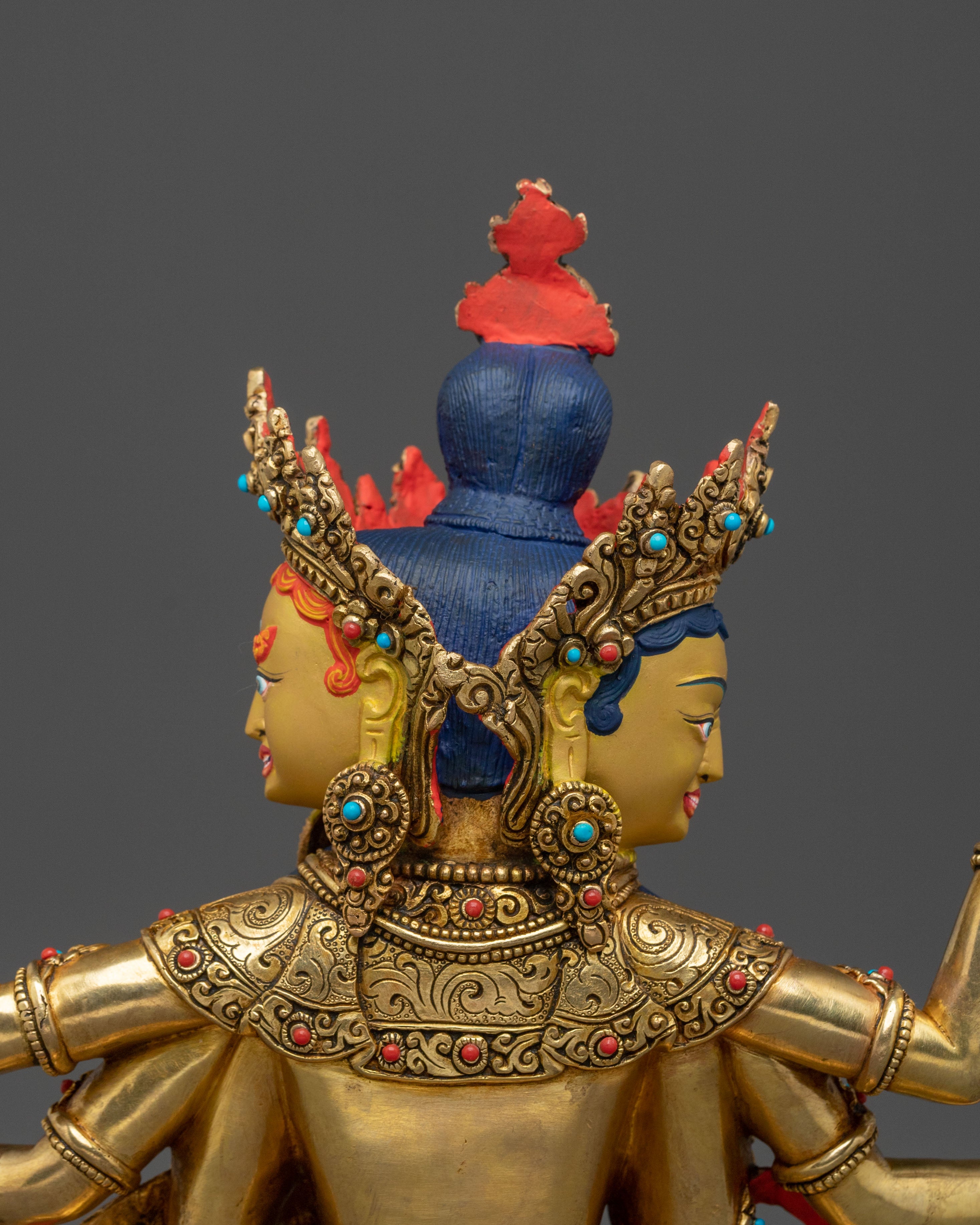 Namgyalma Fire Gold Gilded Statue | Buddhist Longevity Deity Sculpture
