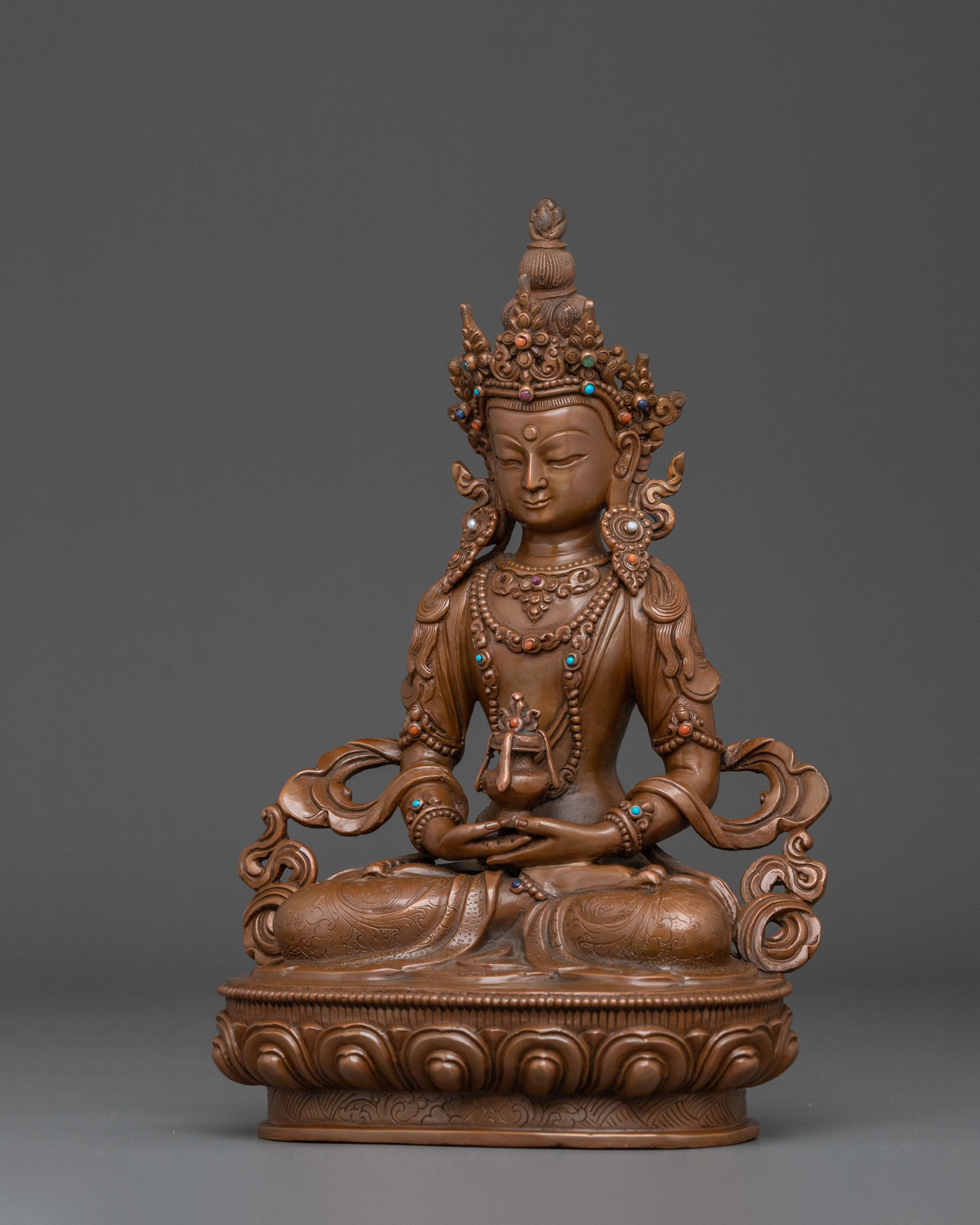 Amitayus Statue | Handcrafted Oxidized Copper Figurine