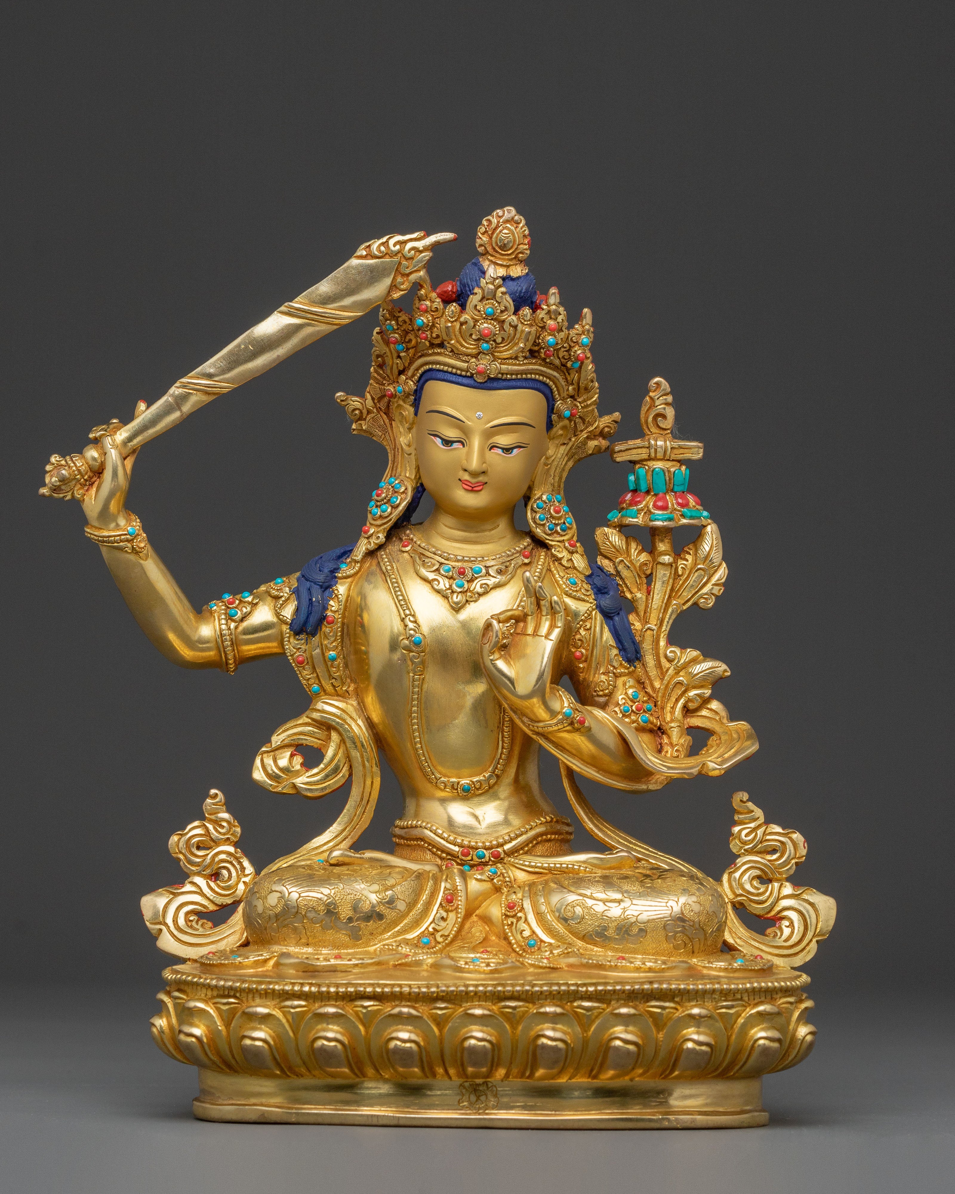 Manjushri Spiritual Statue: Gilded Wisdom
