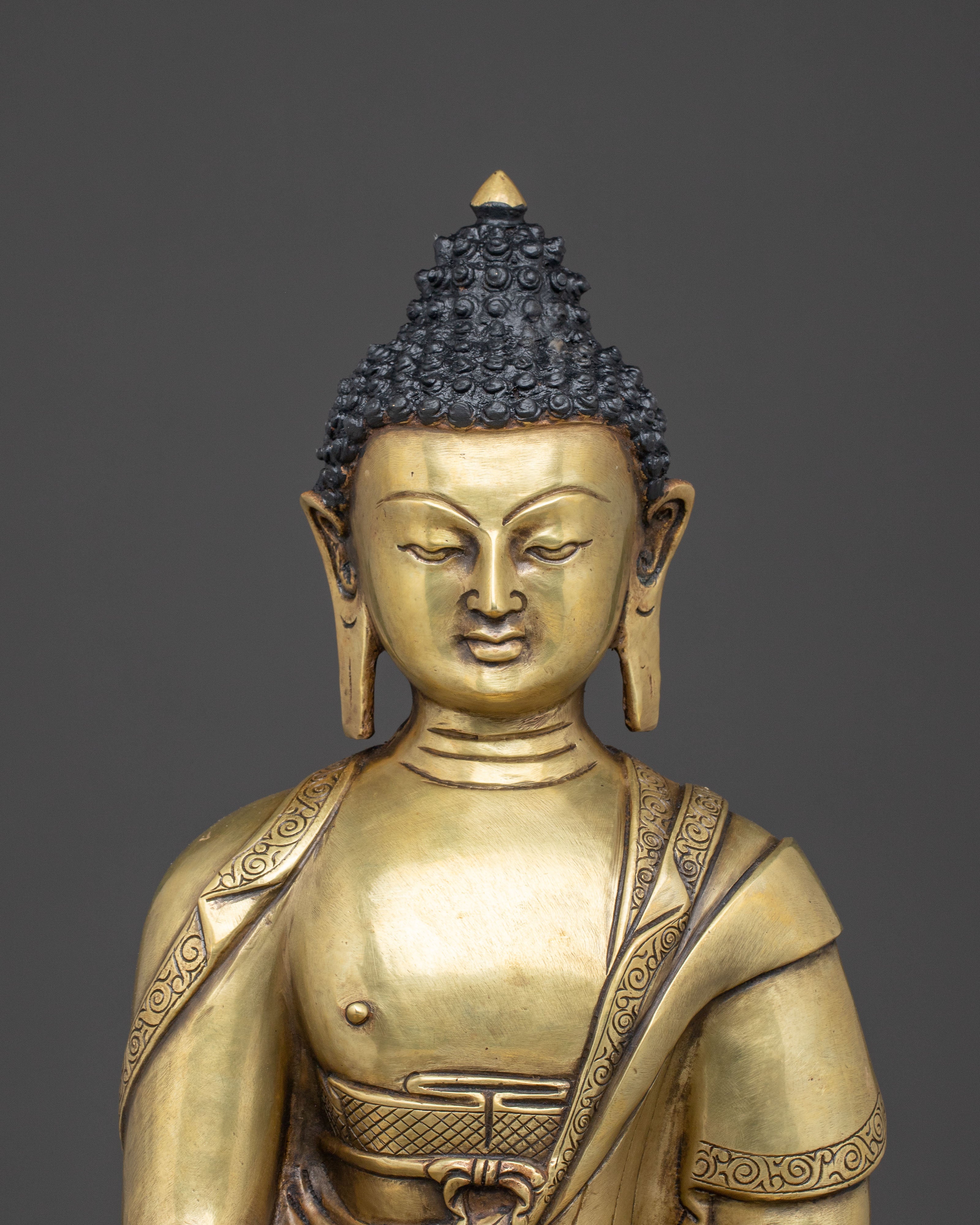 Radiant Brass Sculpture of Buddha Shakyamuni | Historical Gautama Buddha