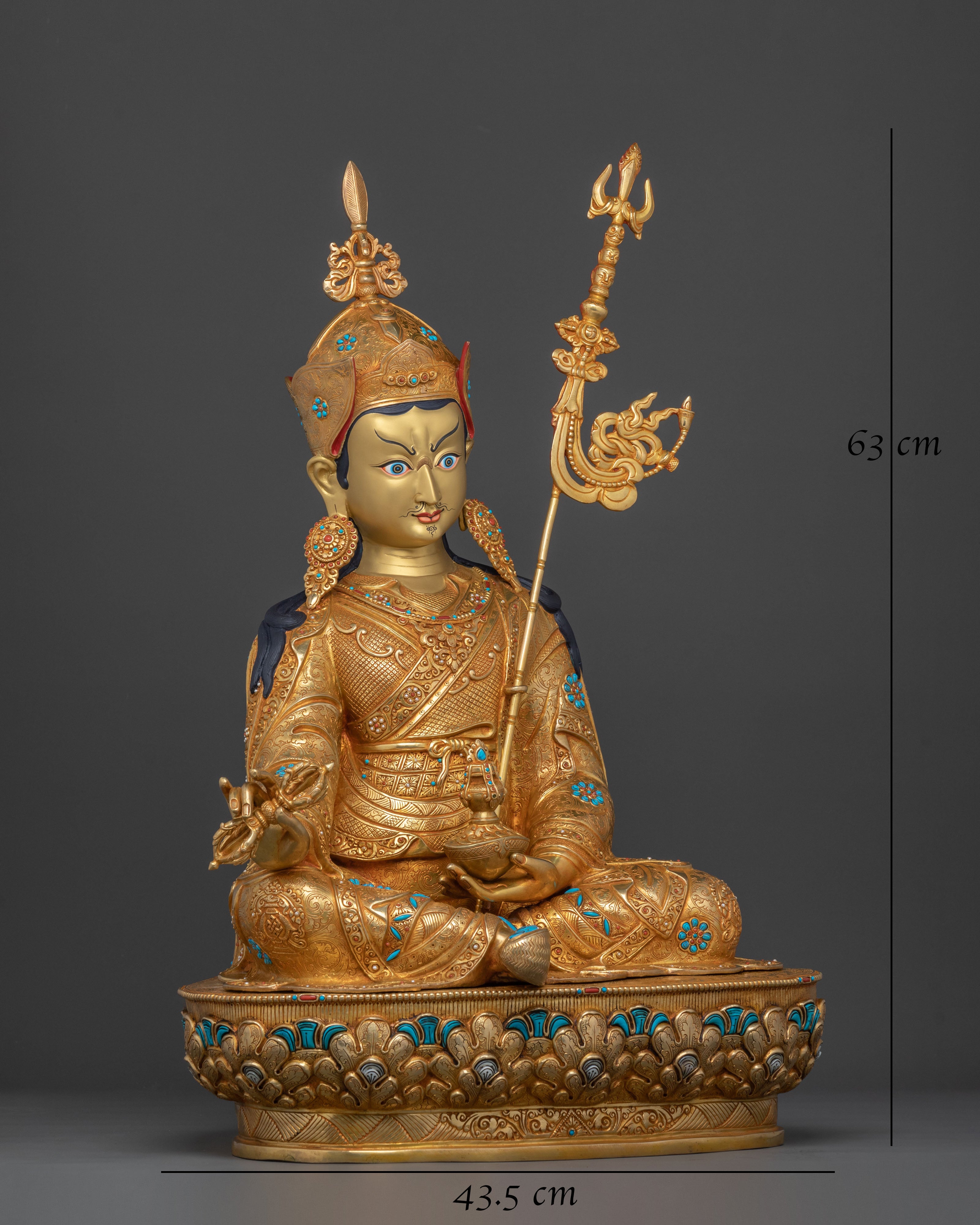Protector Guru Rinpoche: Handcrafted Golden Statue