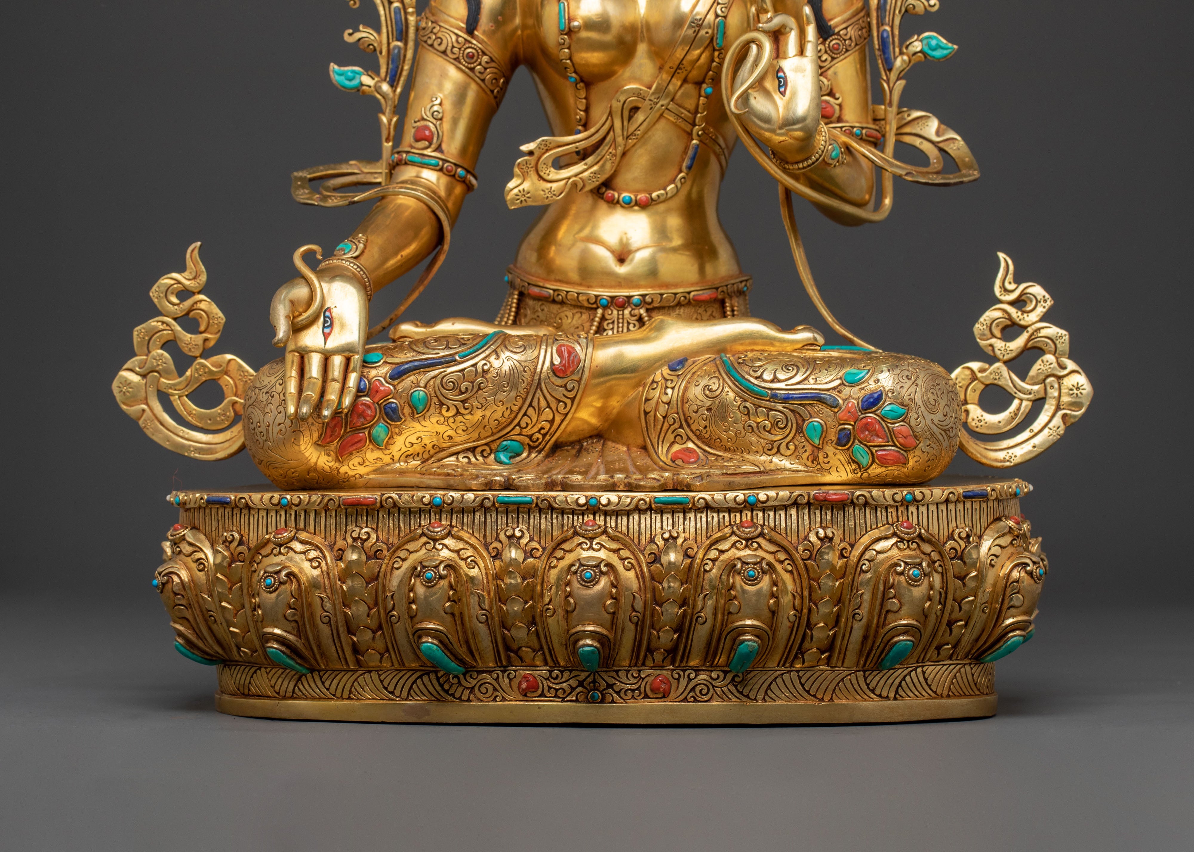 White Tara 24K Gold Gilded Sculpture | Goddess of Compassion