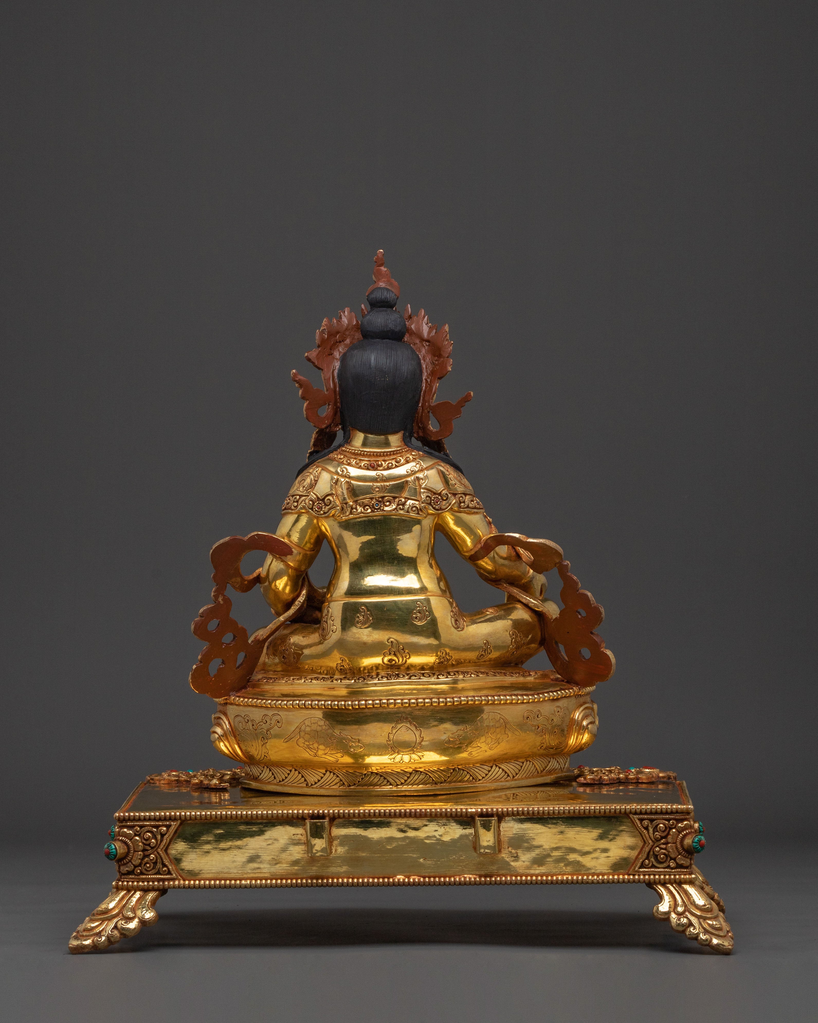 Yellow Dzambhala Statue on Throne | Wealth Deity