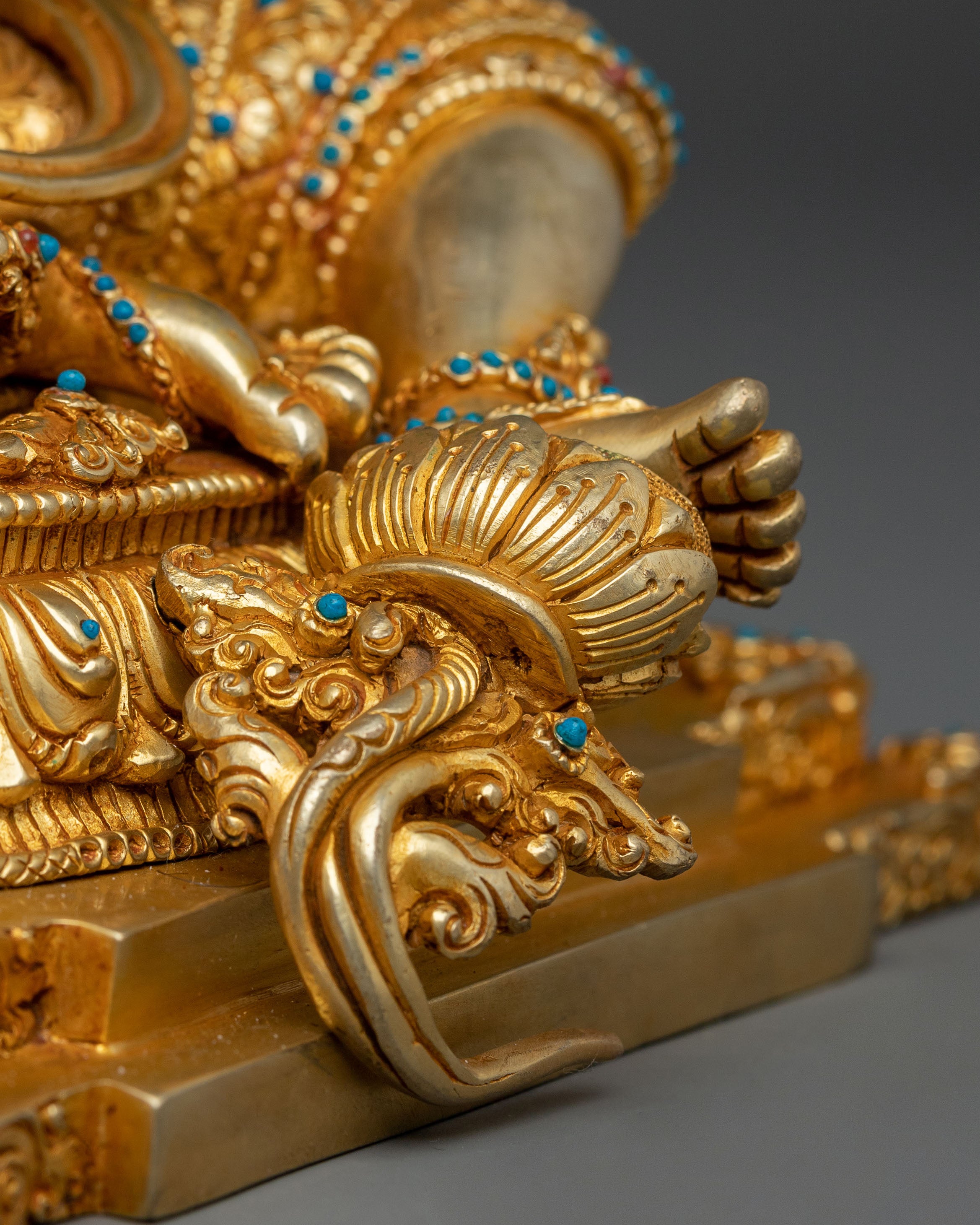 Manjushri Idol: 24K Gold Gilded Sacred Figurine