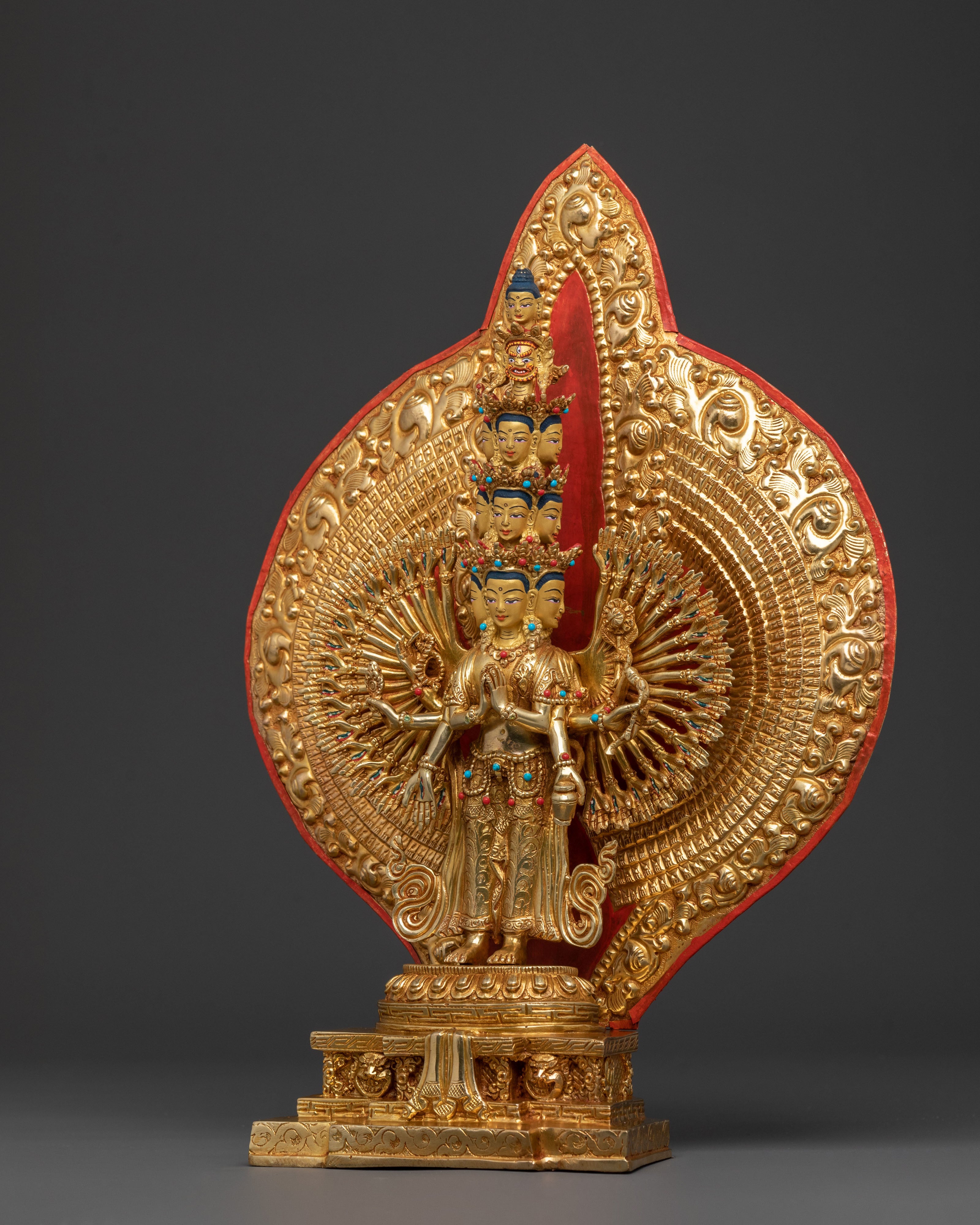 1000 Armed Chenrezig Statue | 24K Gold Gilded Icon