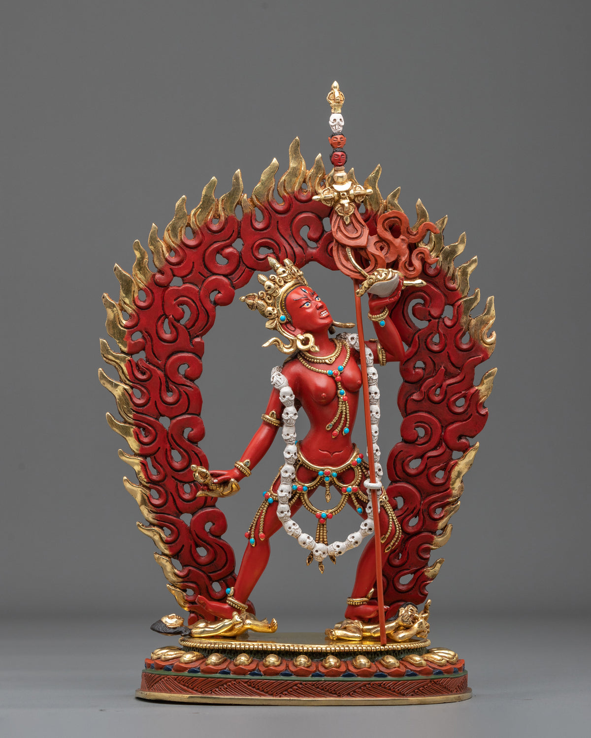 Copper Vajrayogini Statue with Gold and Acrylic Painting | Flame of Wisdom