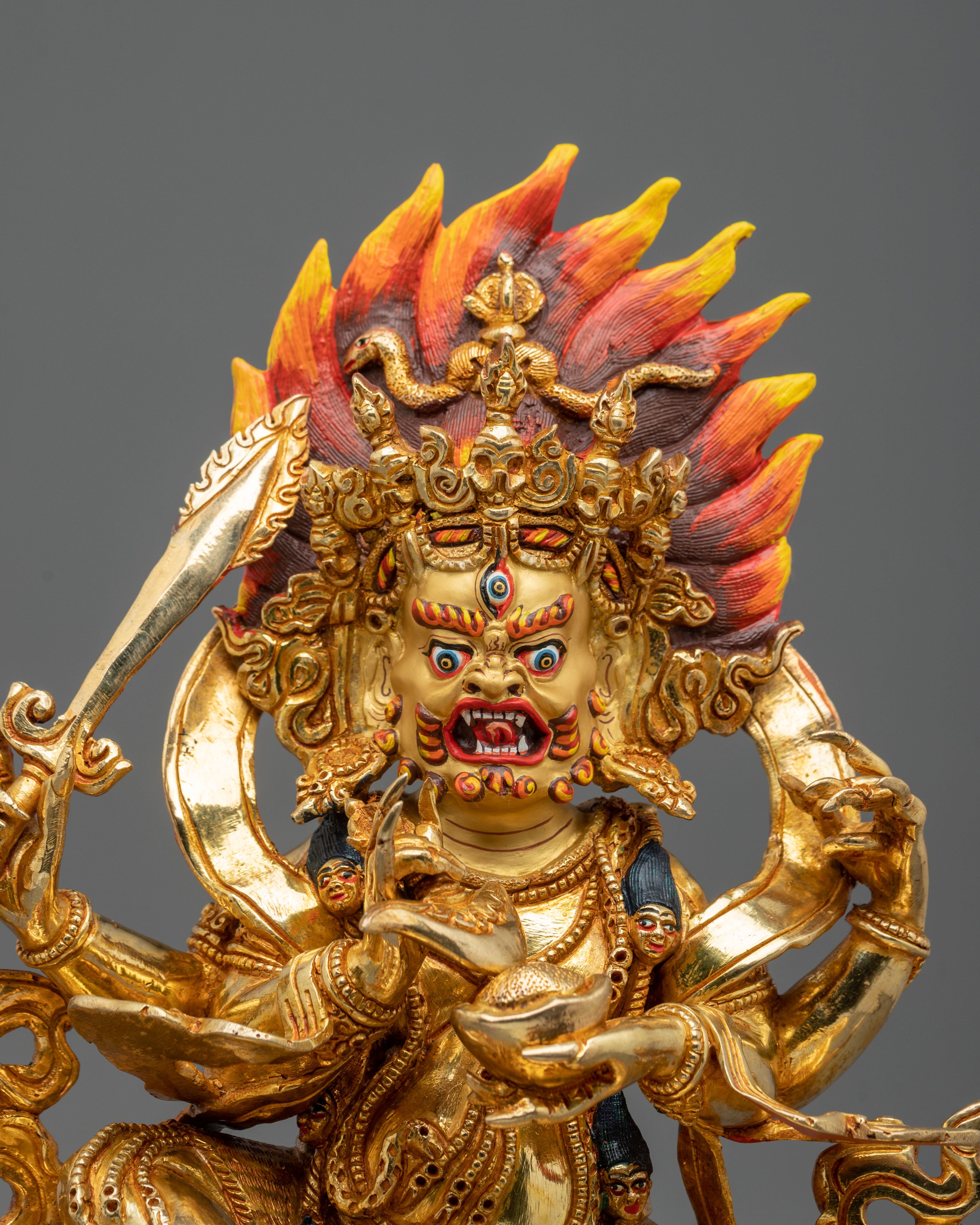 Four Armed Mahakala Statue | 34cm Copper Sculpture