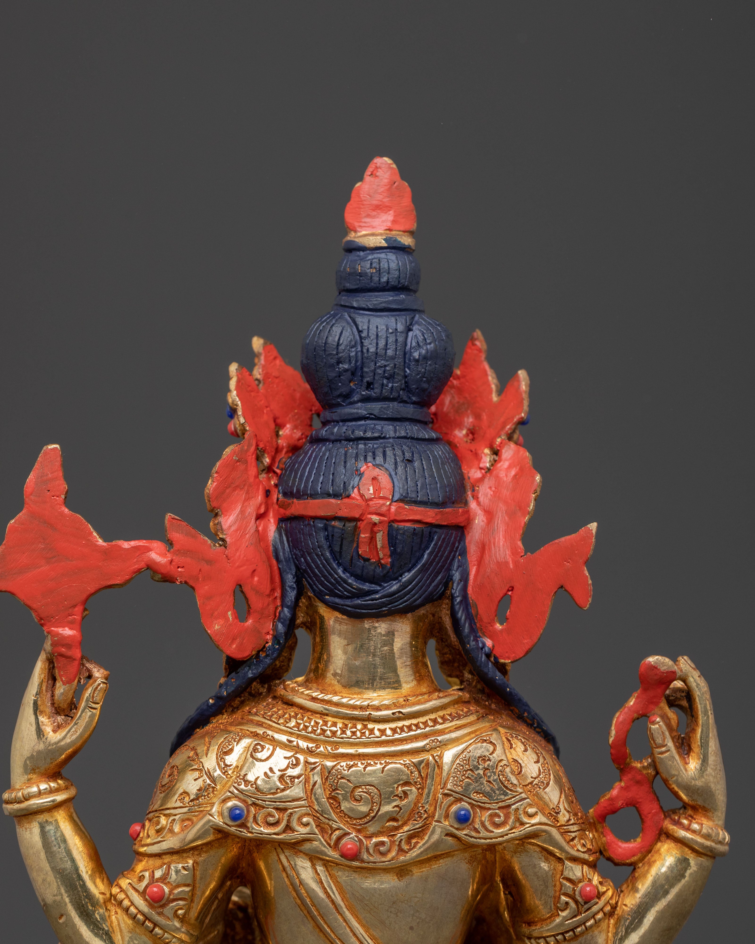 Chenrezig Mercy Statue: 24K Gold Gilded Copper