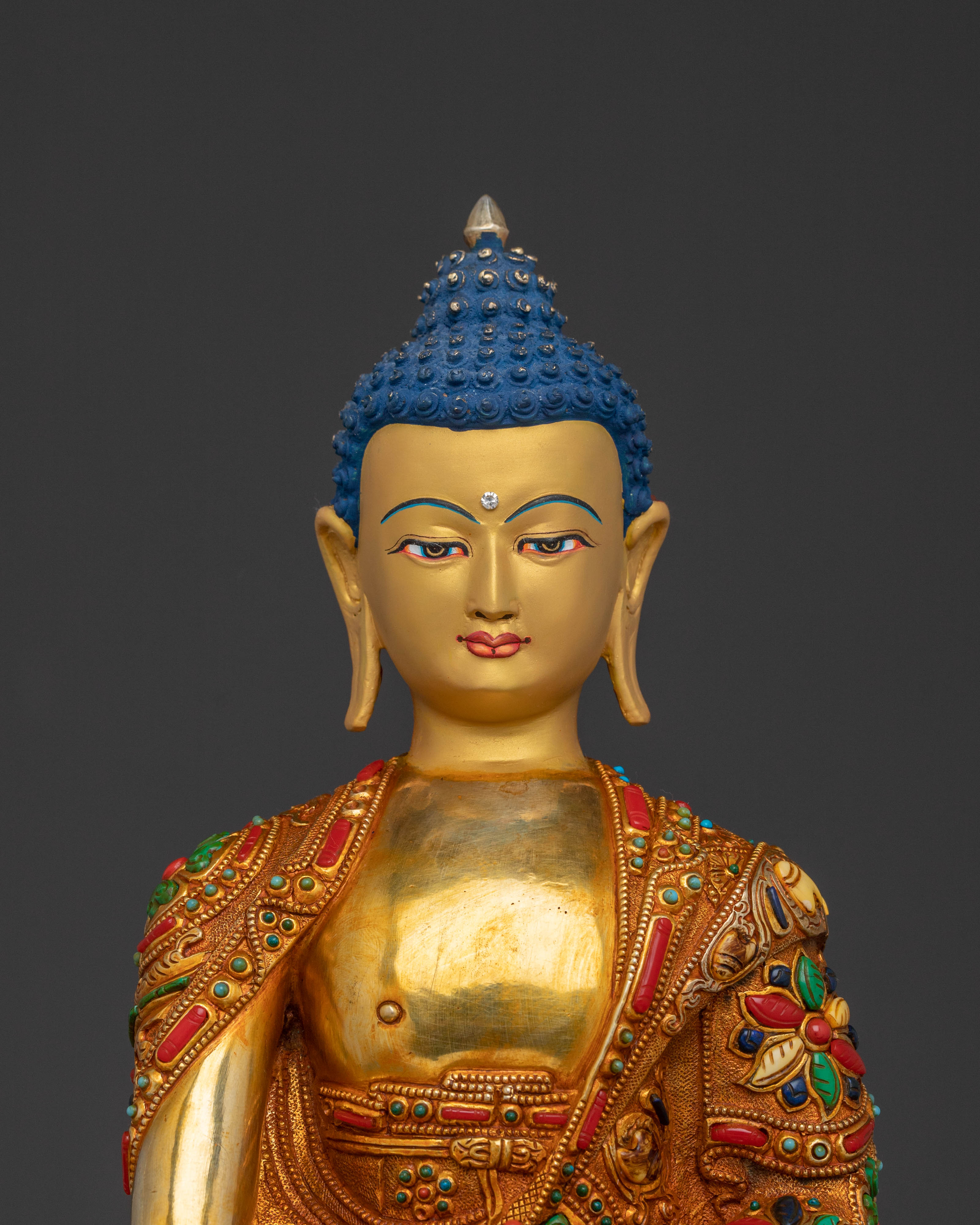 Serene Meditation Shakyamuni Statue – 24K Gold Gilded Art