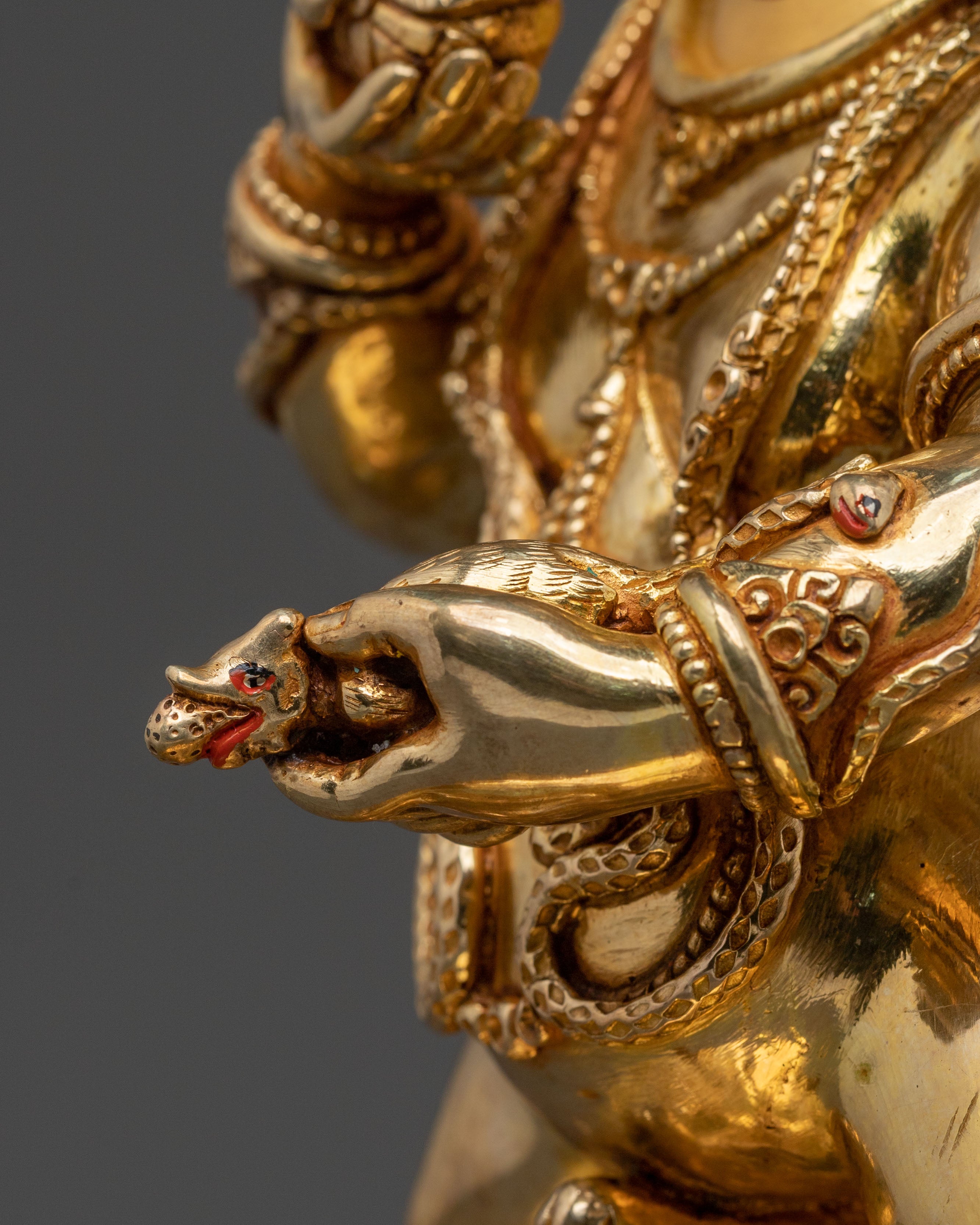 Black Dzambhala Fire Gold Gilded Statue | Wealth God