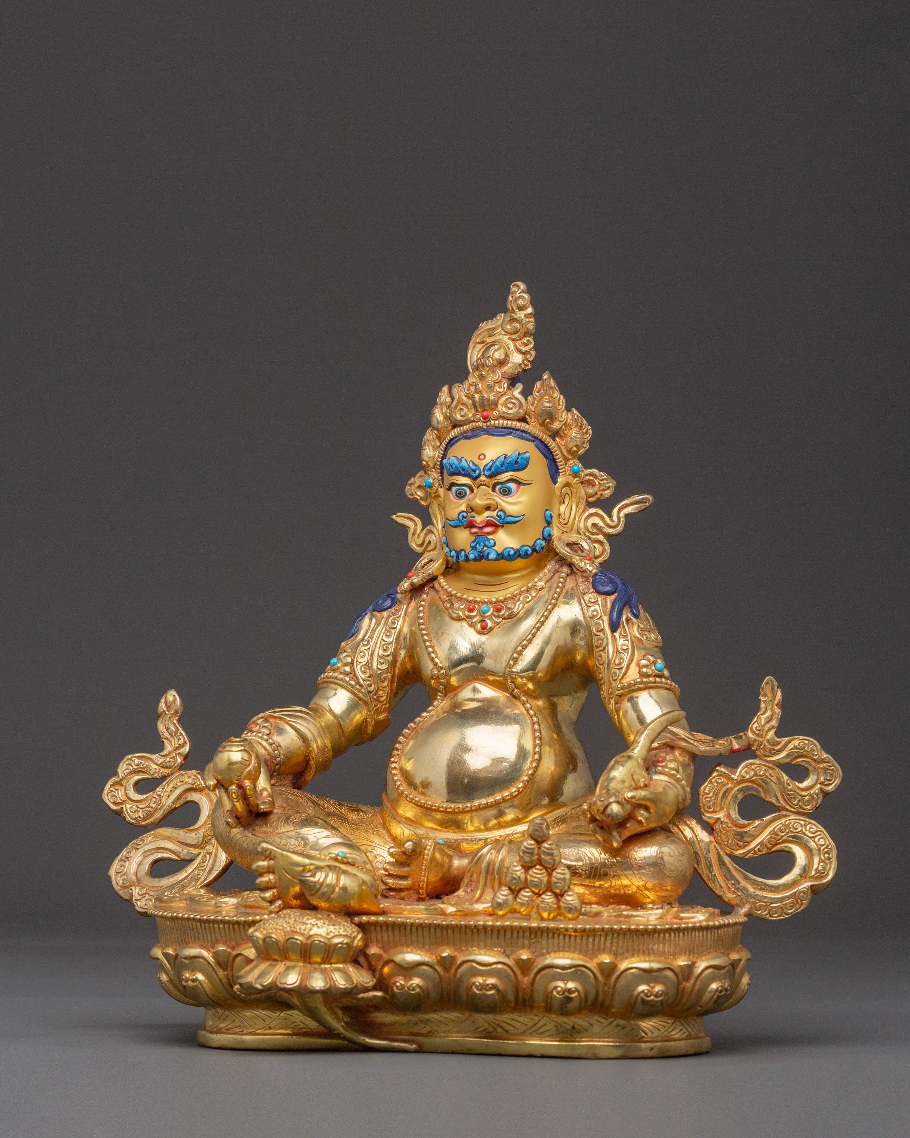 Dzambhala Wealth Prosperity Statue – Hand-Gilded Copper