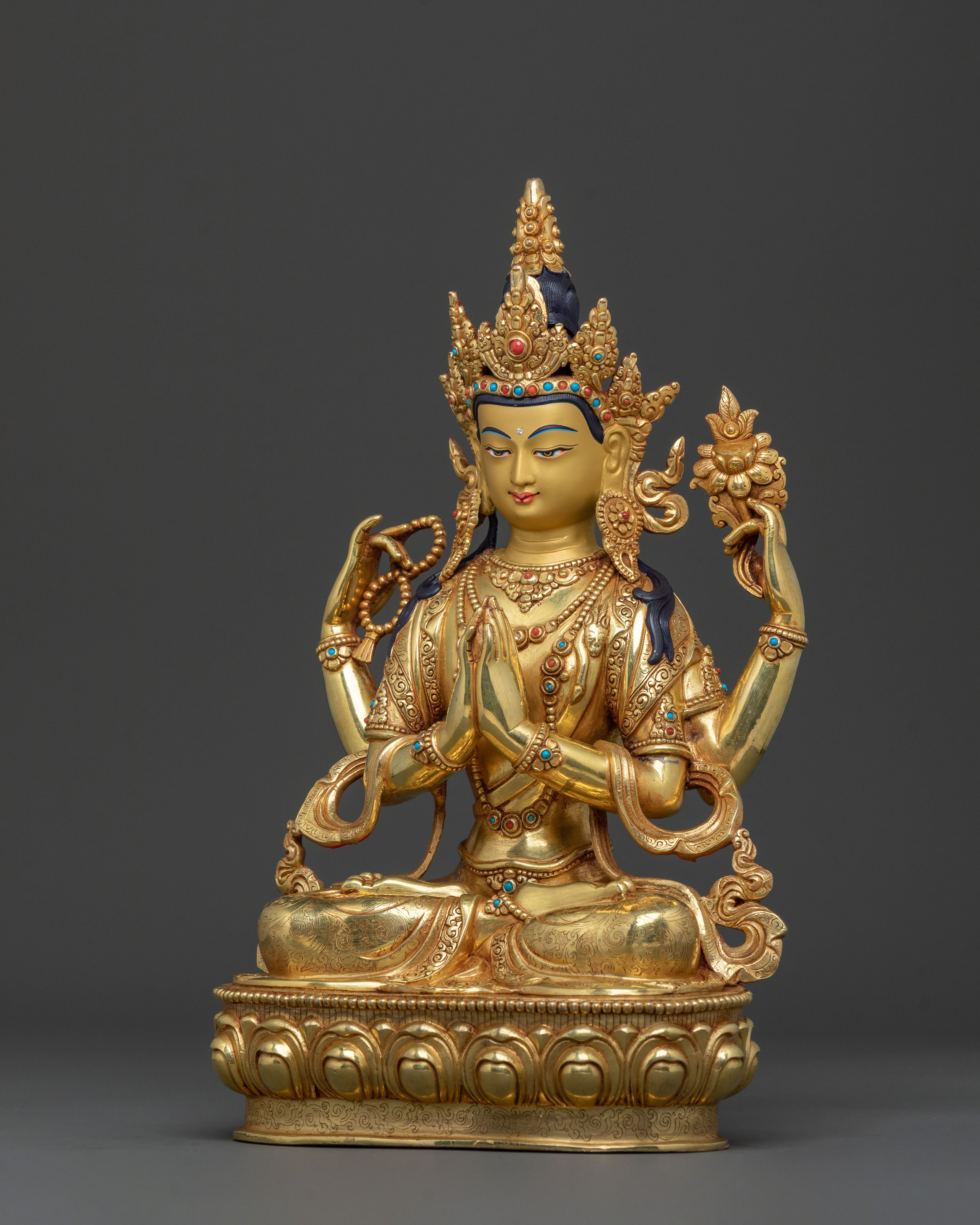 Chenrezig Statue: Four Armed Bodhisattva