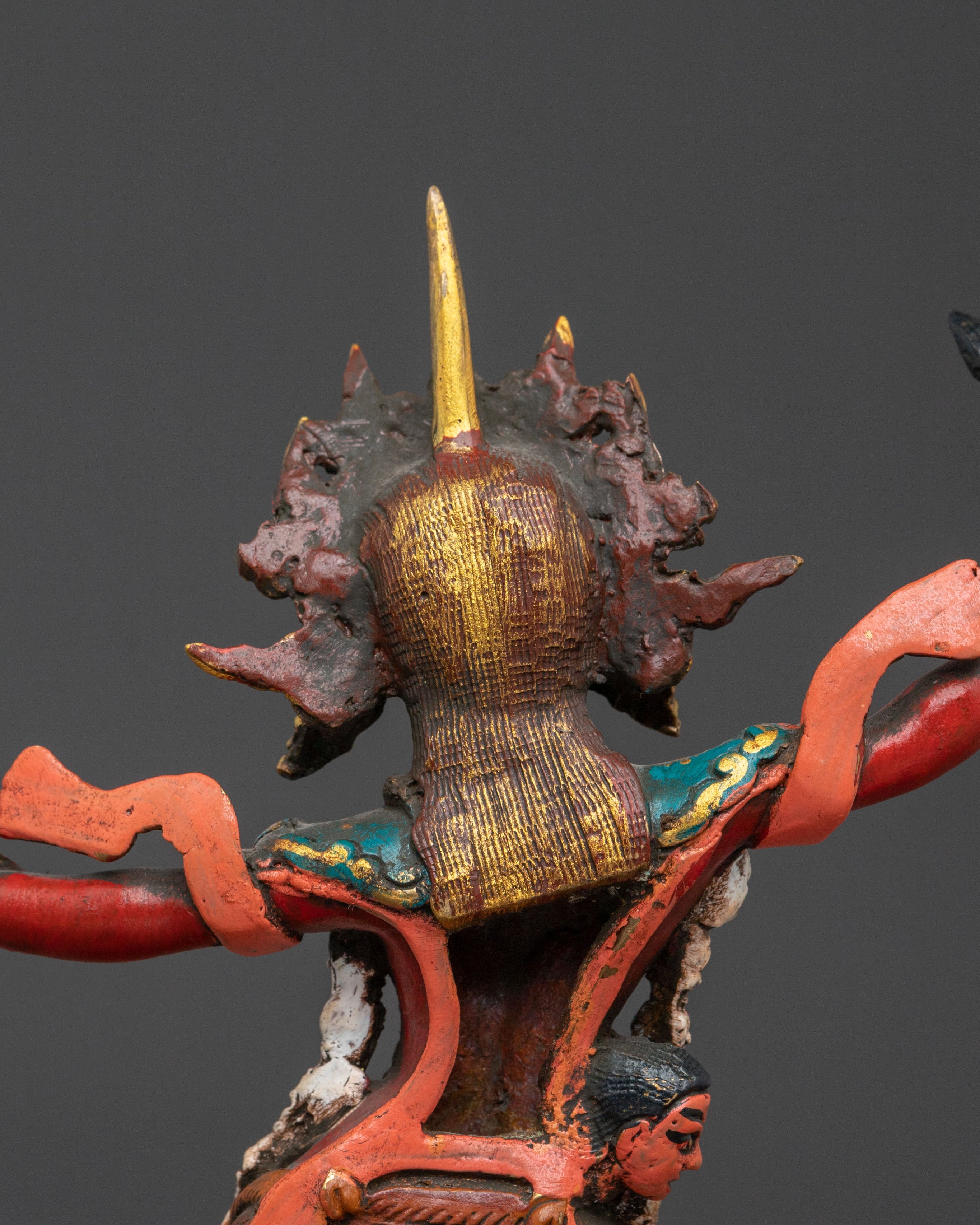 Ekajati Statue: Gold & Acrylic Painted Devotional Figurine