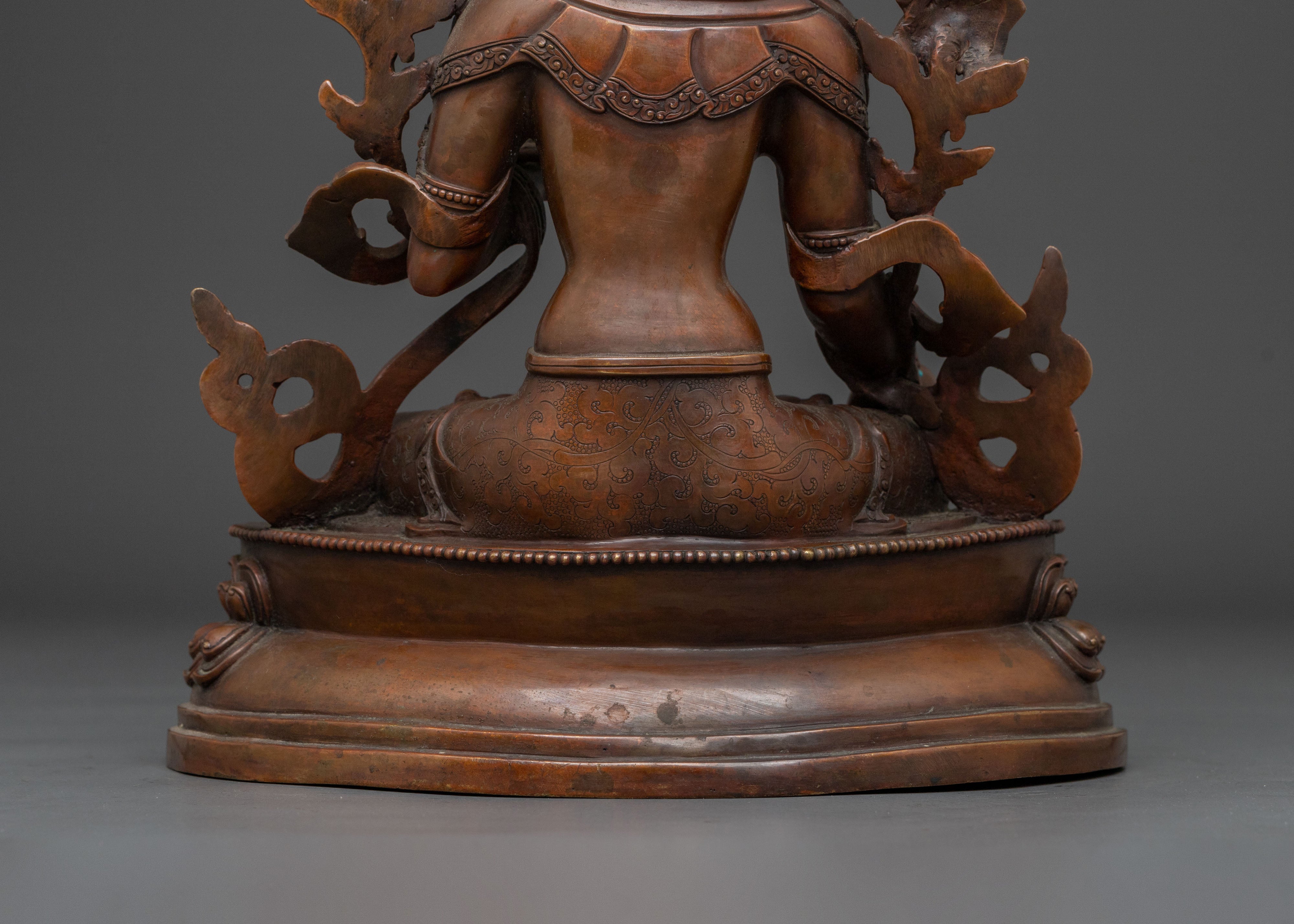 White Tara Oxidized Copper Statue | Healing Goddess