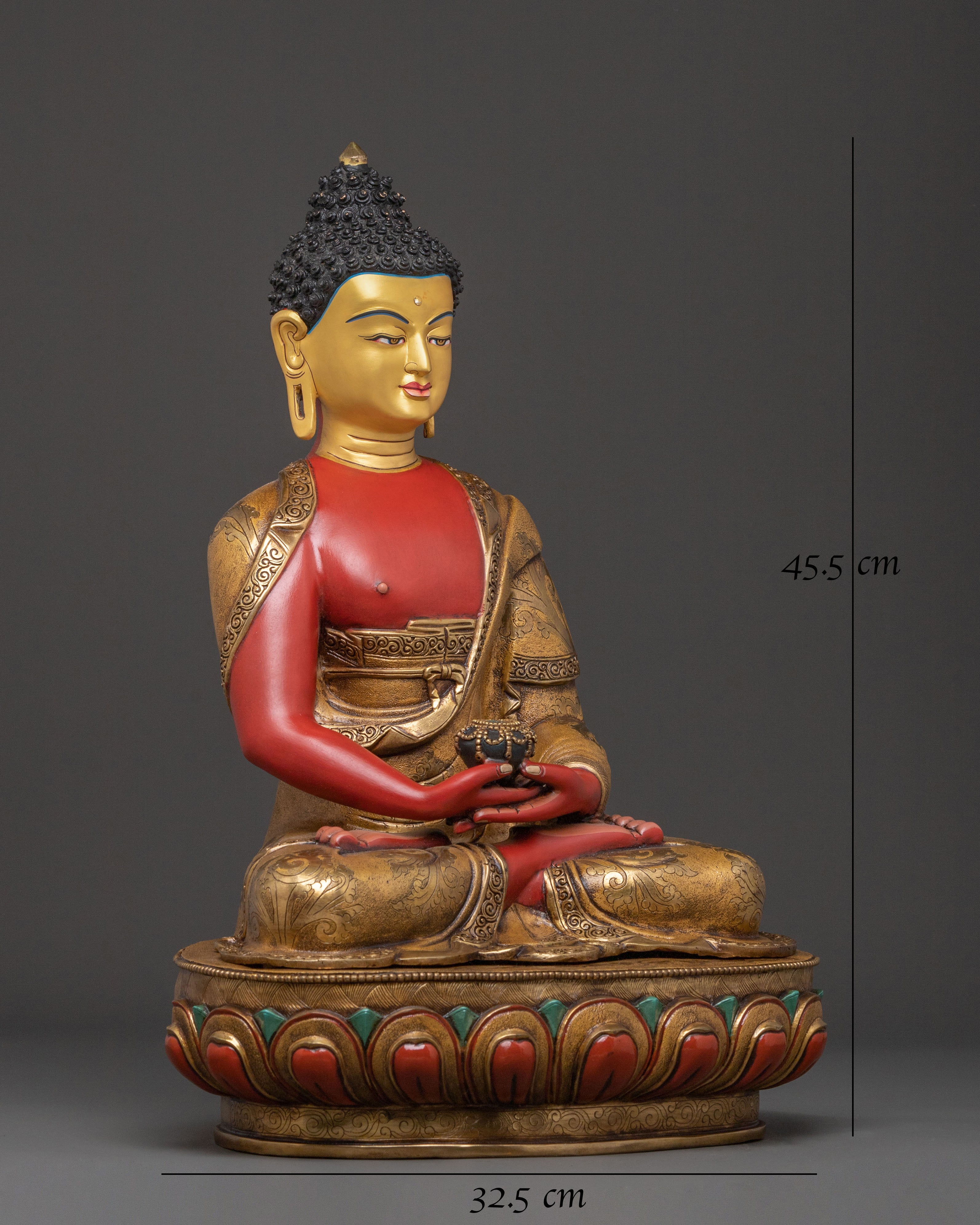 Amitabha Buddha 24K Gold Gilded Spiritual Statue