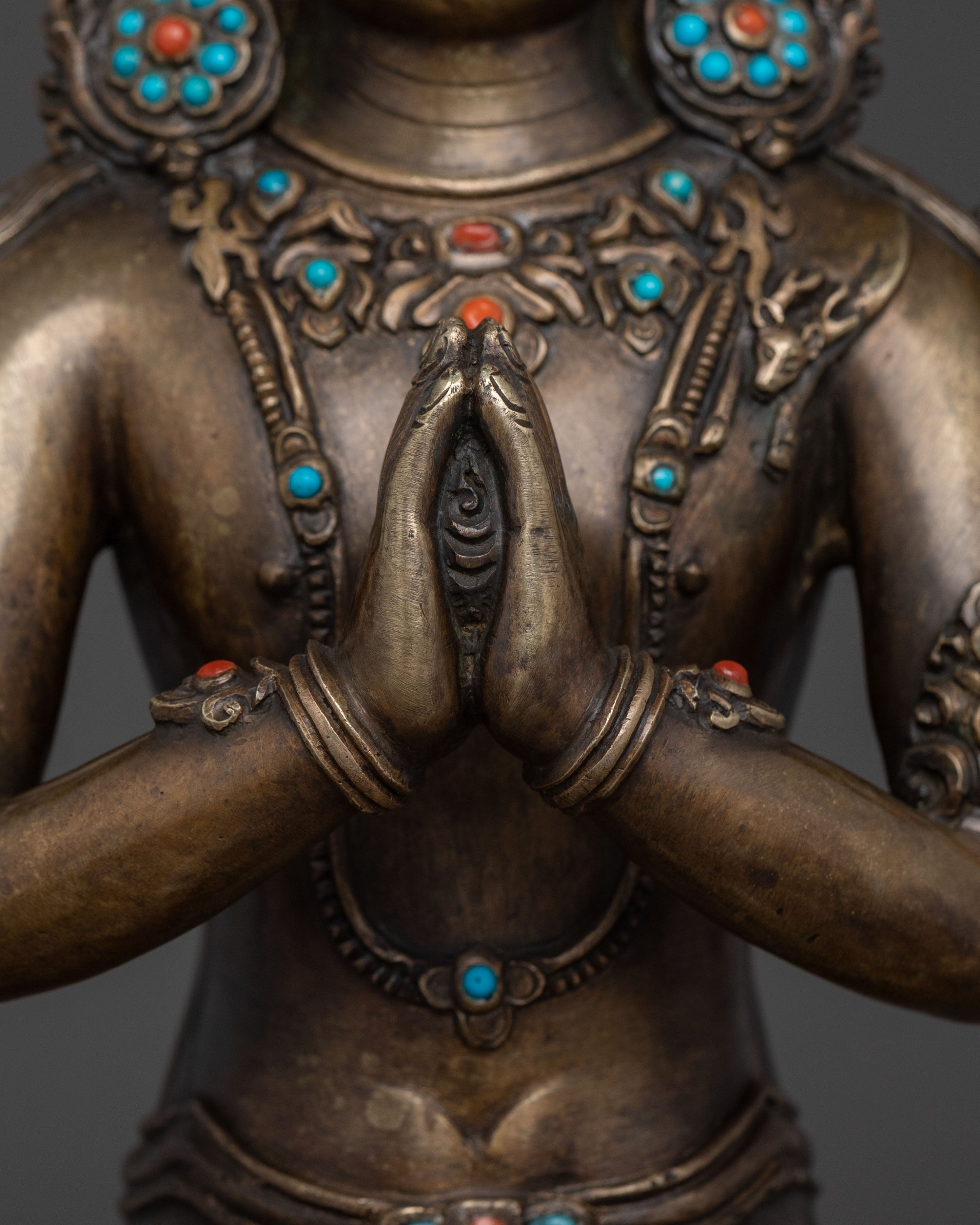 Exquisite Chenrezig Prayer Statue | Traditional Himalayan Artwork