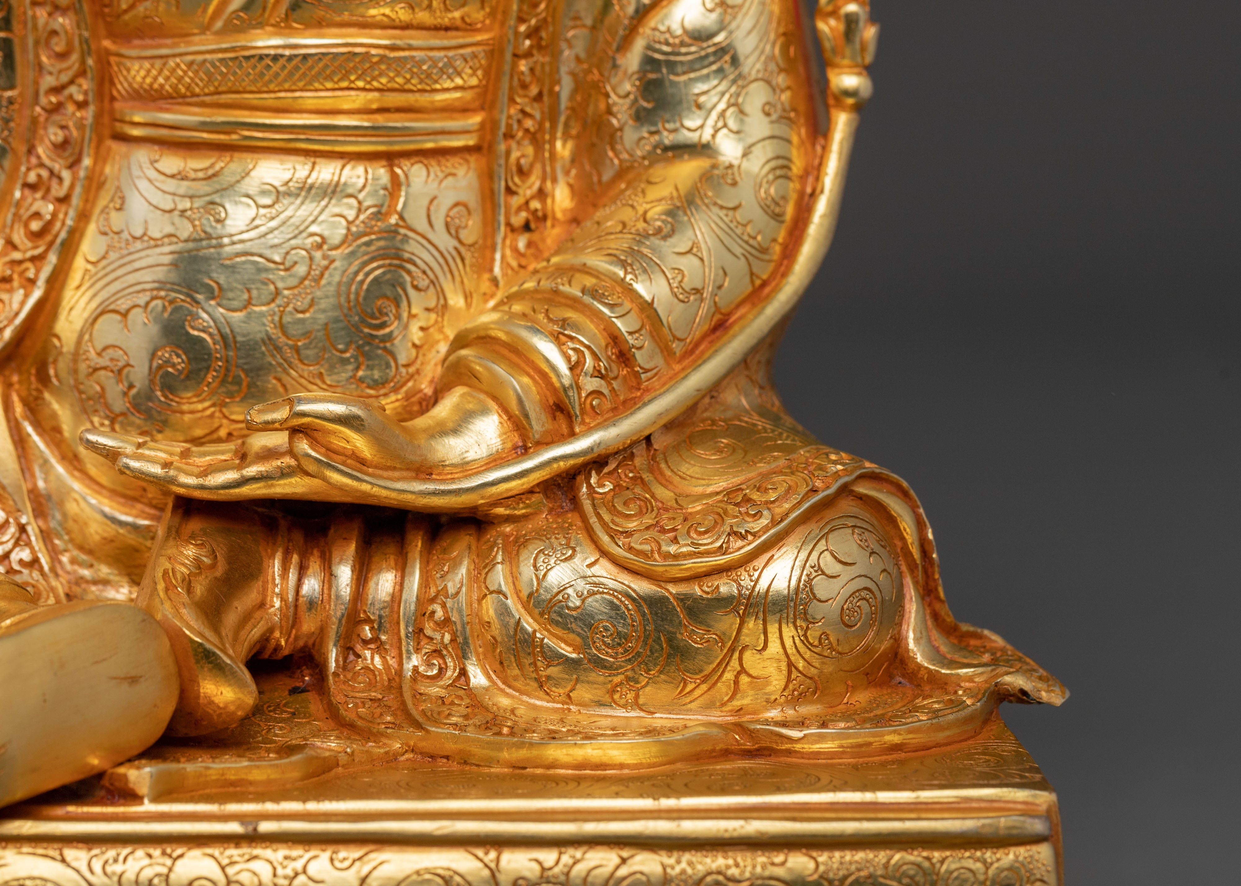 Trisong Detsen Statue | 24K Gold Gilded Dharma Protector