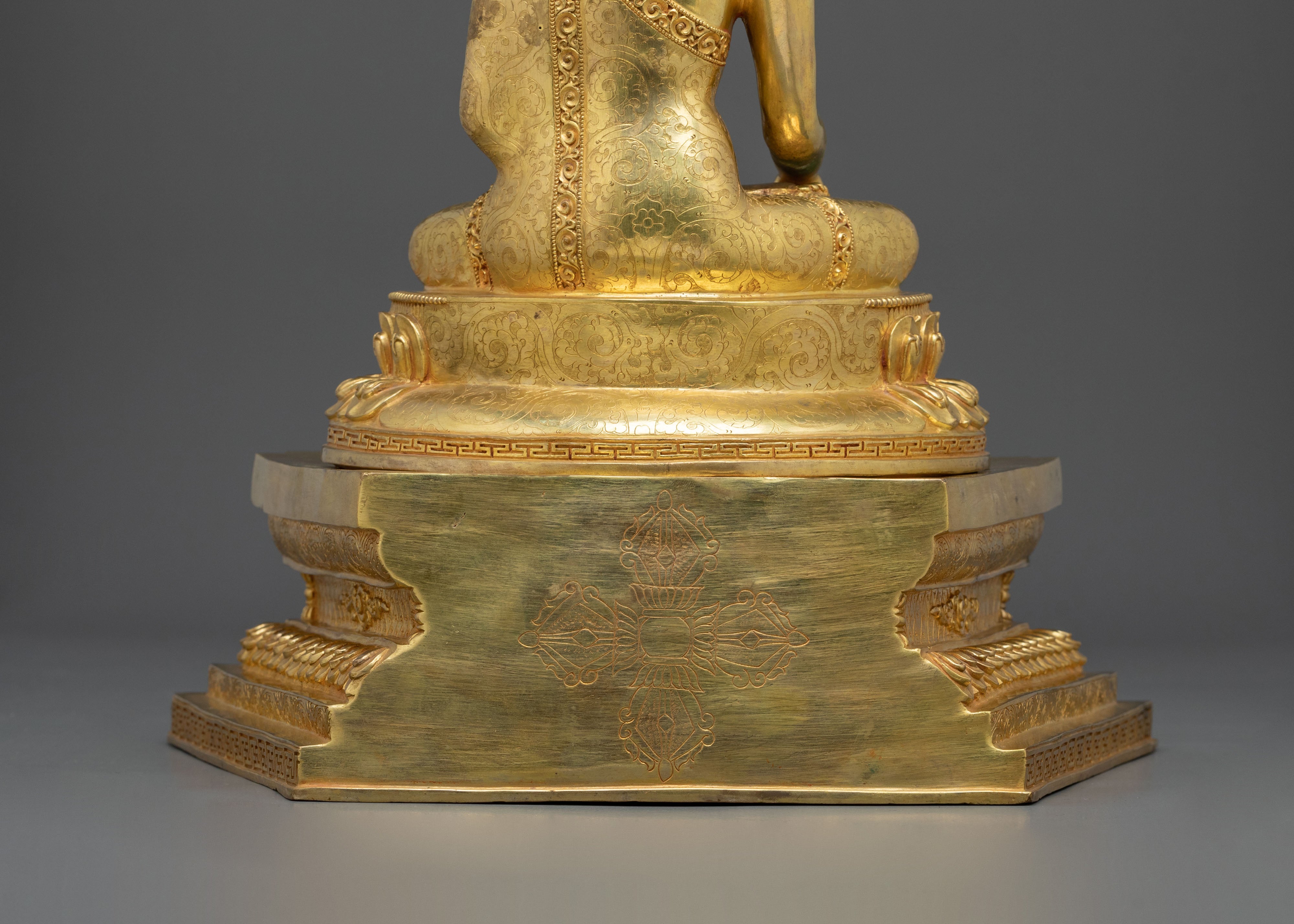 Shakyamuni Buddha Figurine Seated on a Throne | Golden Statue