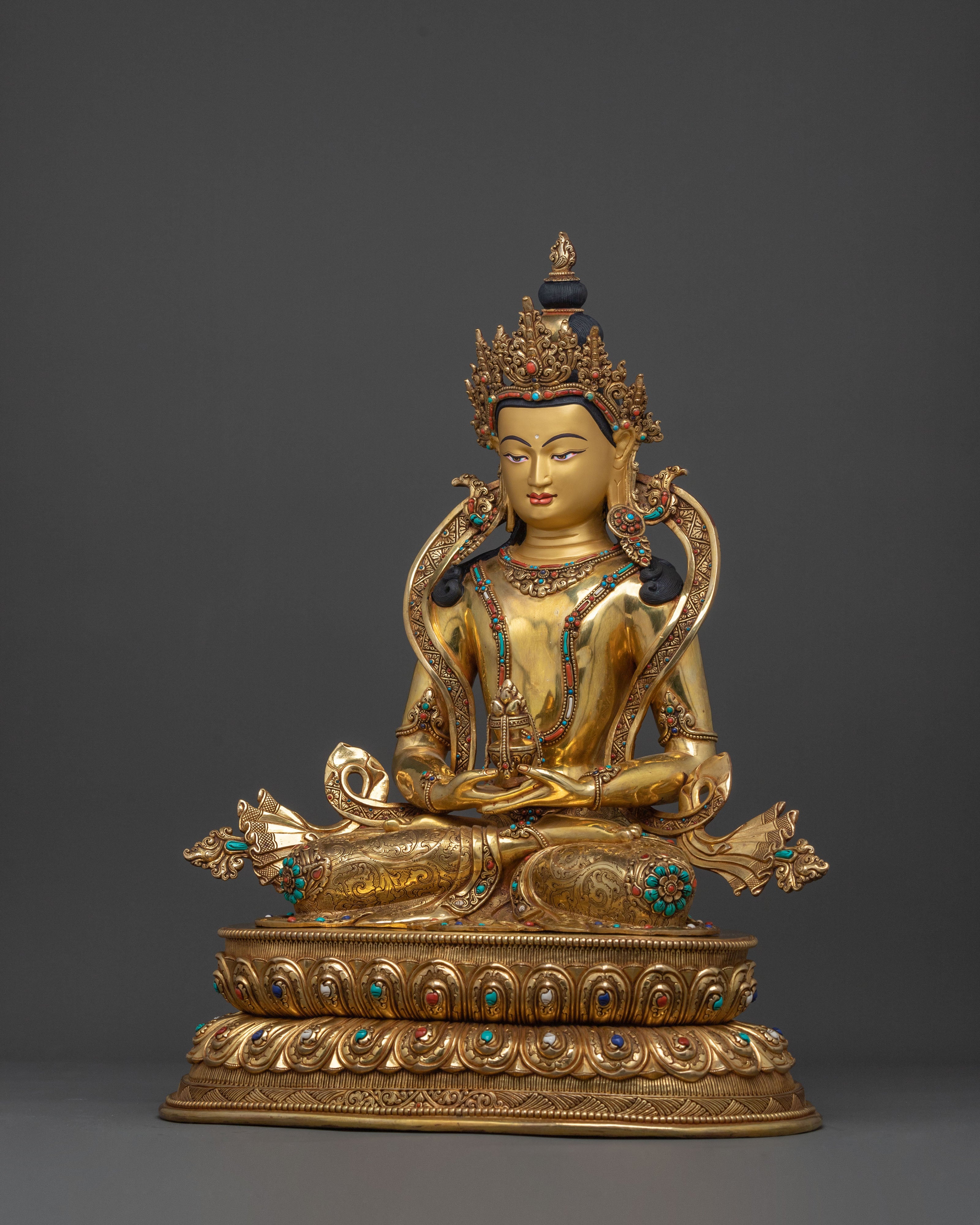 Handcrafted Copper Amitayus Statue | Buddha of Long Life and Healing