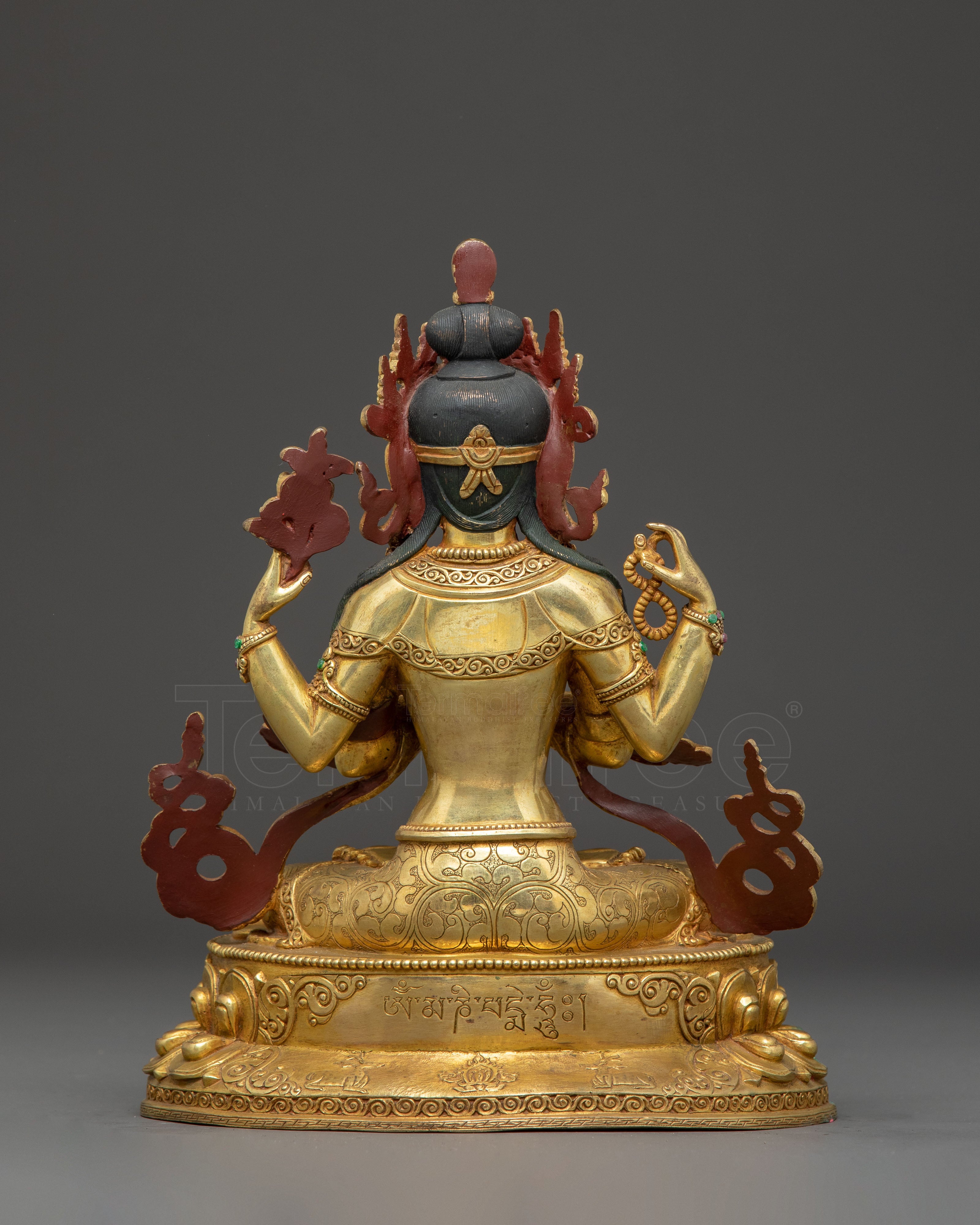 Handmade Chenrezig Copper Body Statue | Tibetan Deity of Compassion
