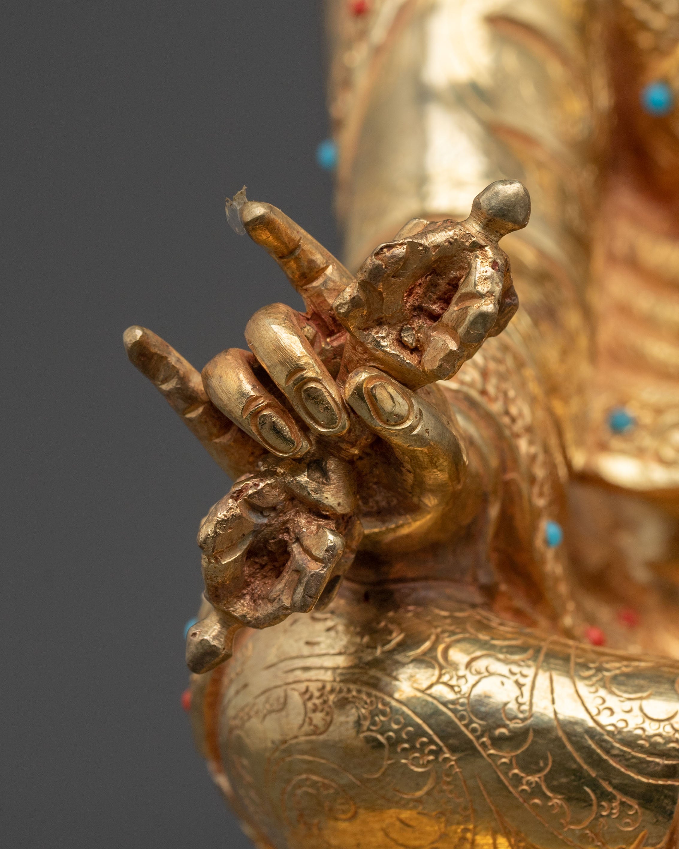 Guru Rinpoche 24K Gold Gilded Sculpture | Home Decor