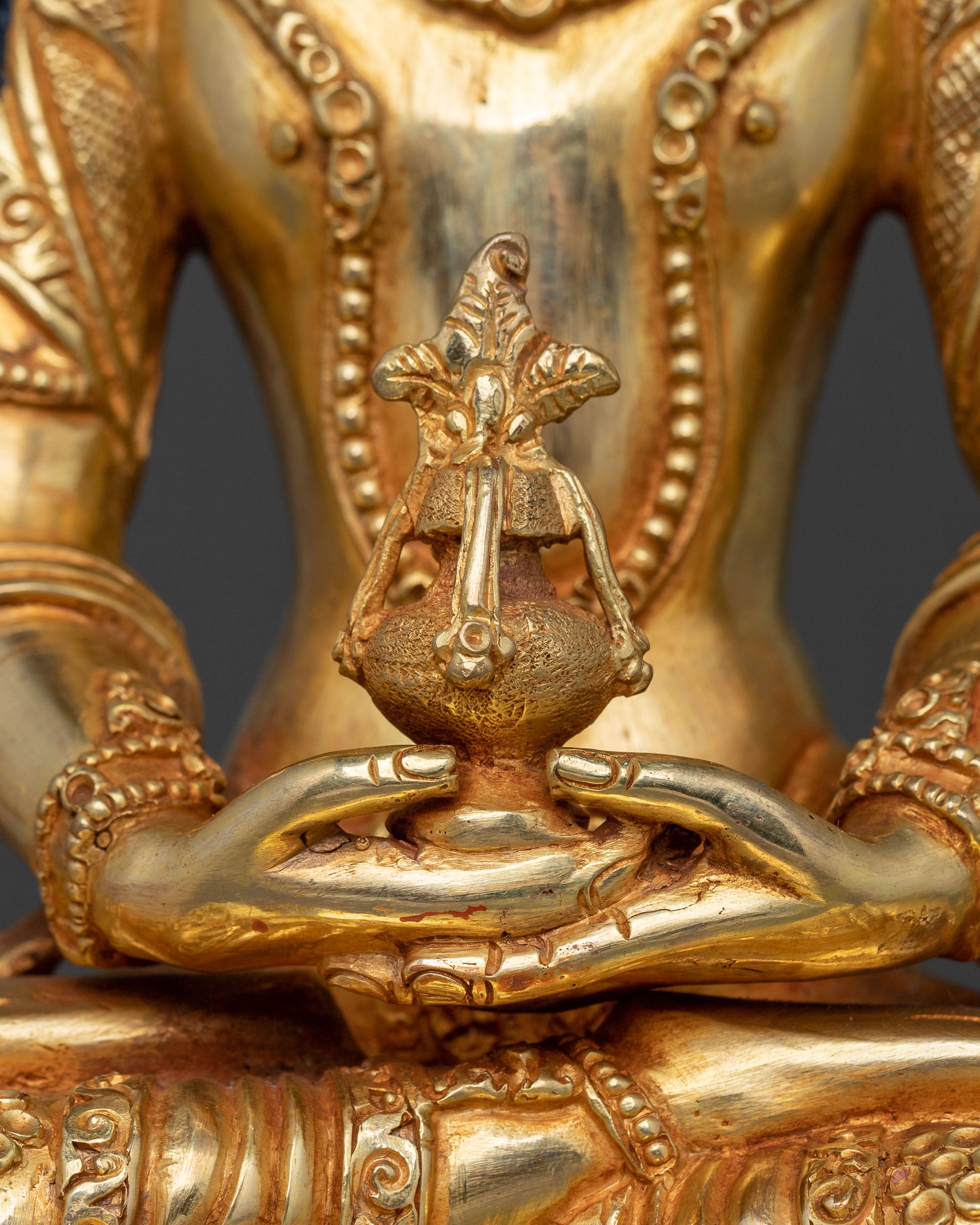 Handcrafted Amitayus Statue | 24K Gold Gilded Deity
