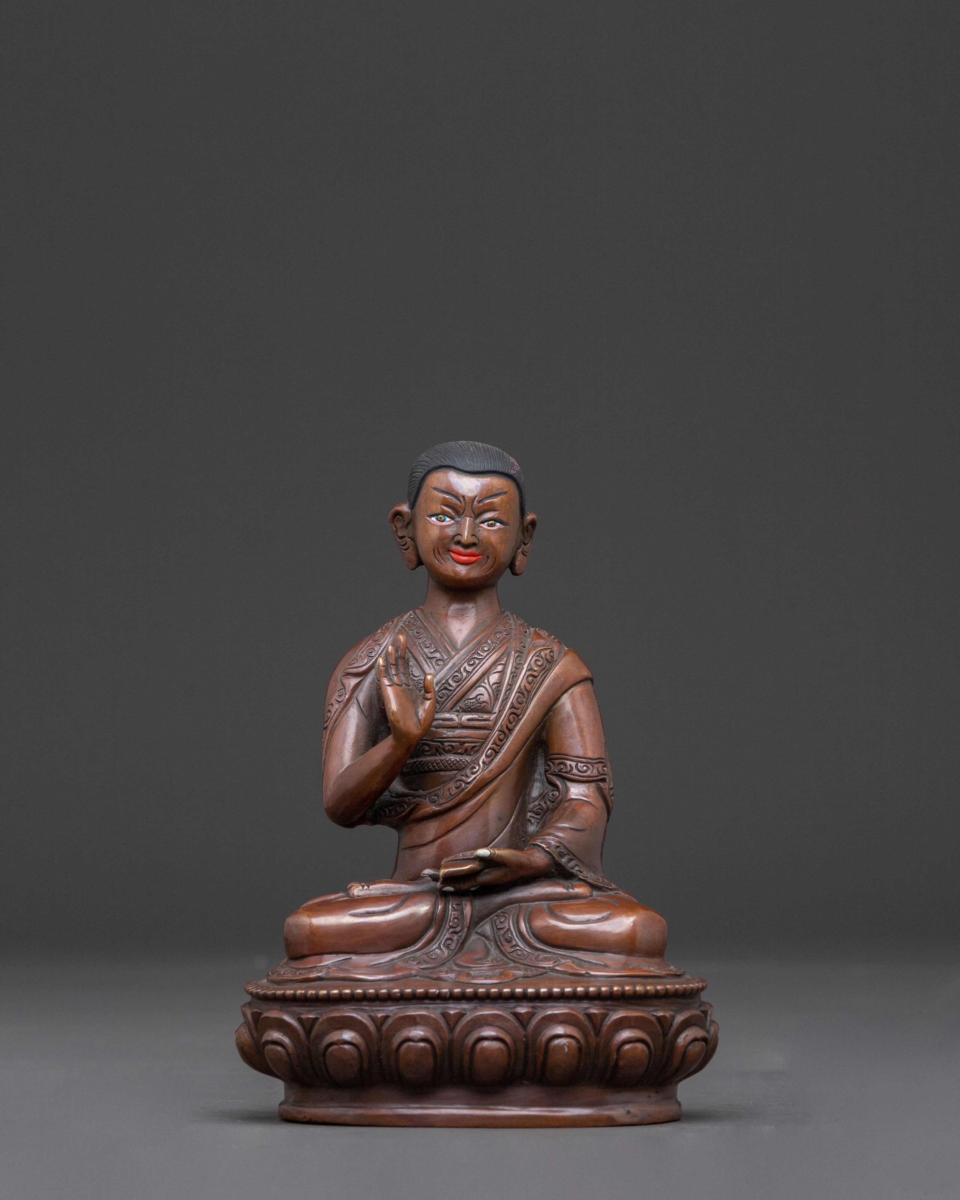 Handcrafted Tsongkhapa with Disciples Statue – Oxidized Copper Finish