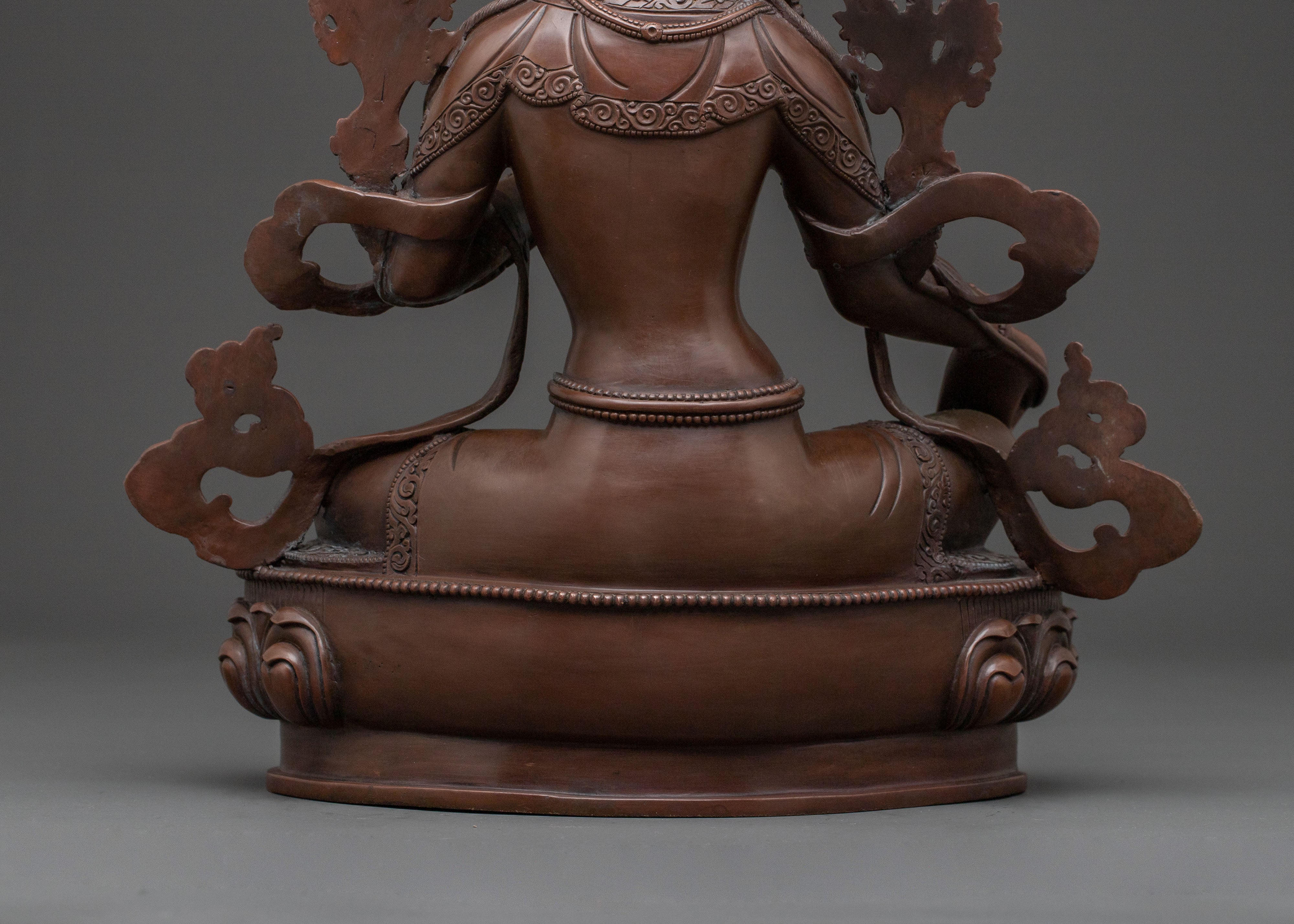 Handcrafted Copper Statue of Green Tara