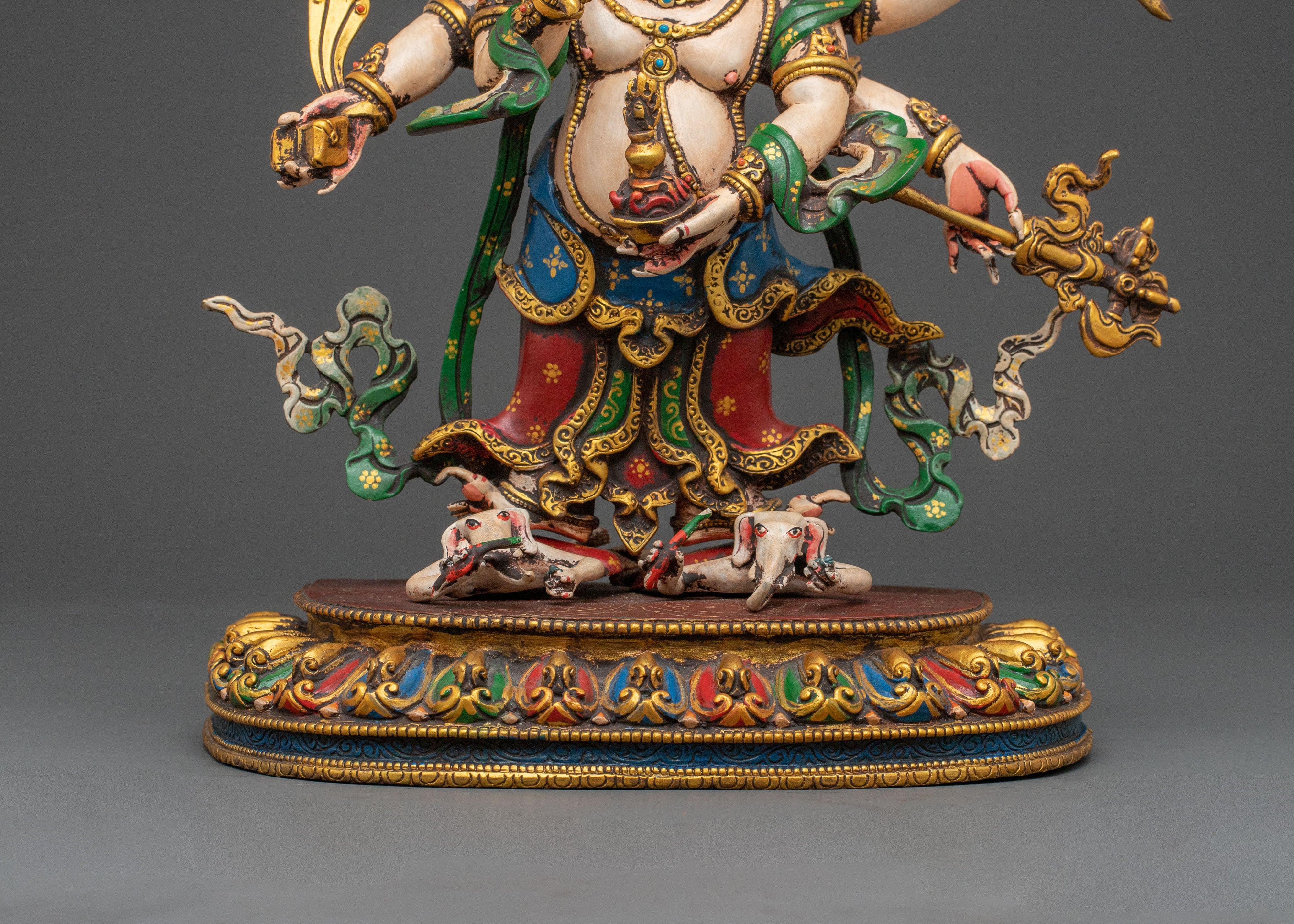 White Mahakala Buddhist Guardian | Handcrafted Statue