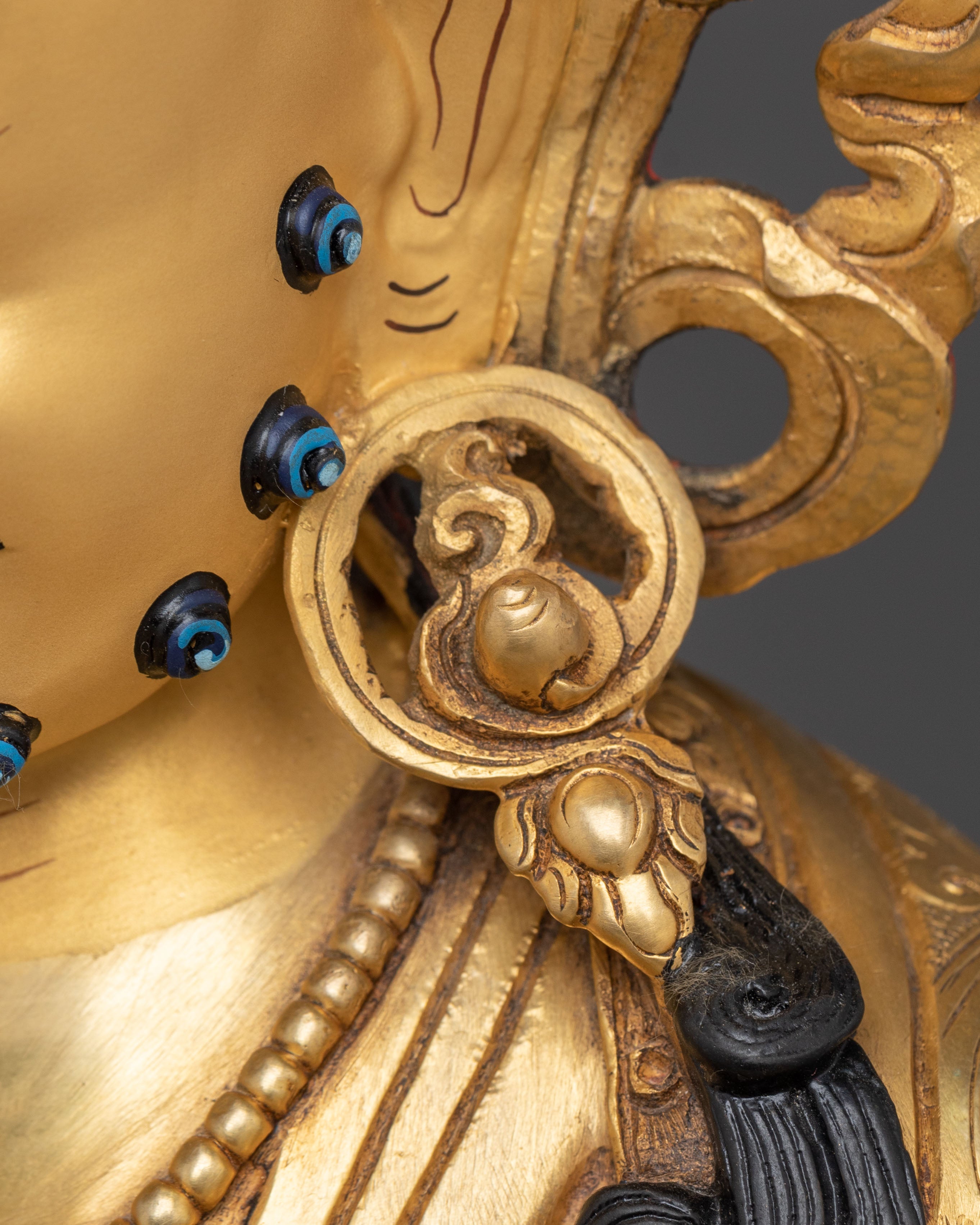 Dzambhala Statue on a Throne | Fire Gold Gilded Figurine
