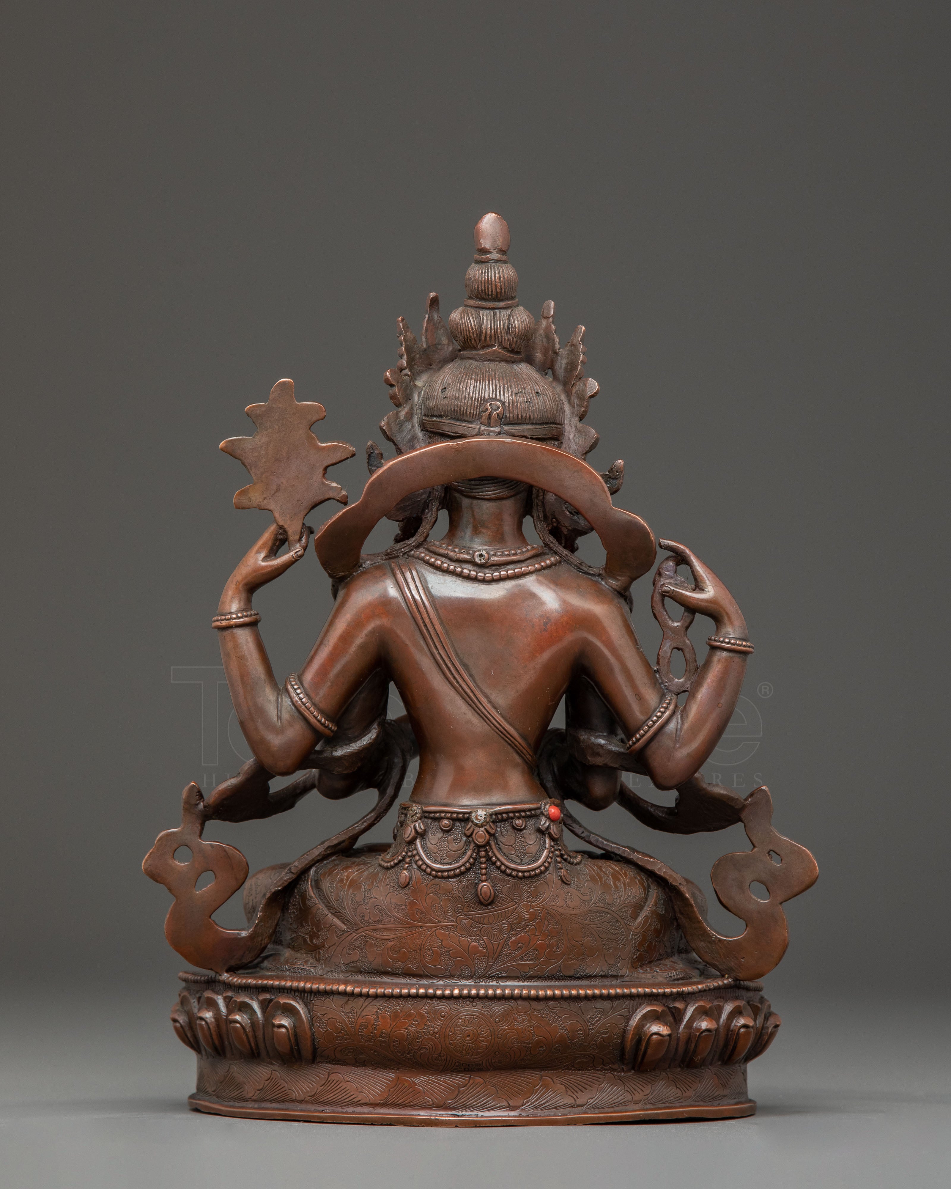 Handmade Copper Chenrezig Statue of Compassion | Avalokiteshvara Figurine