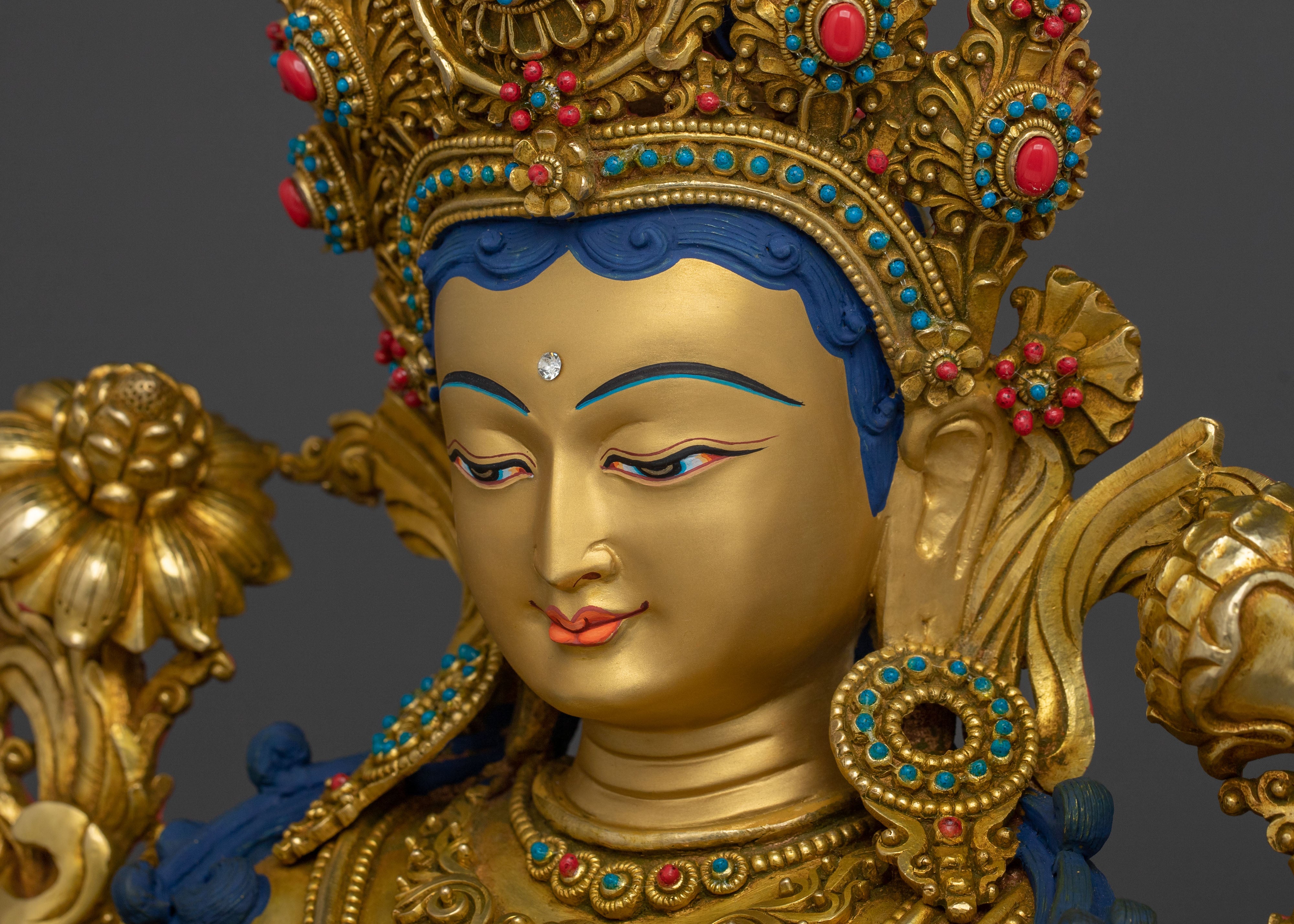 Green Tara Divine Protector Statue | Bodhisattva of Wisdom and Enlightened