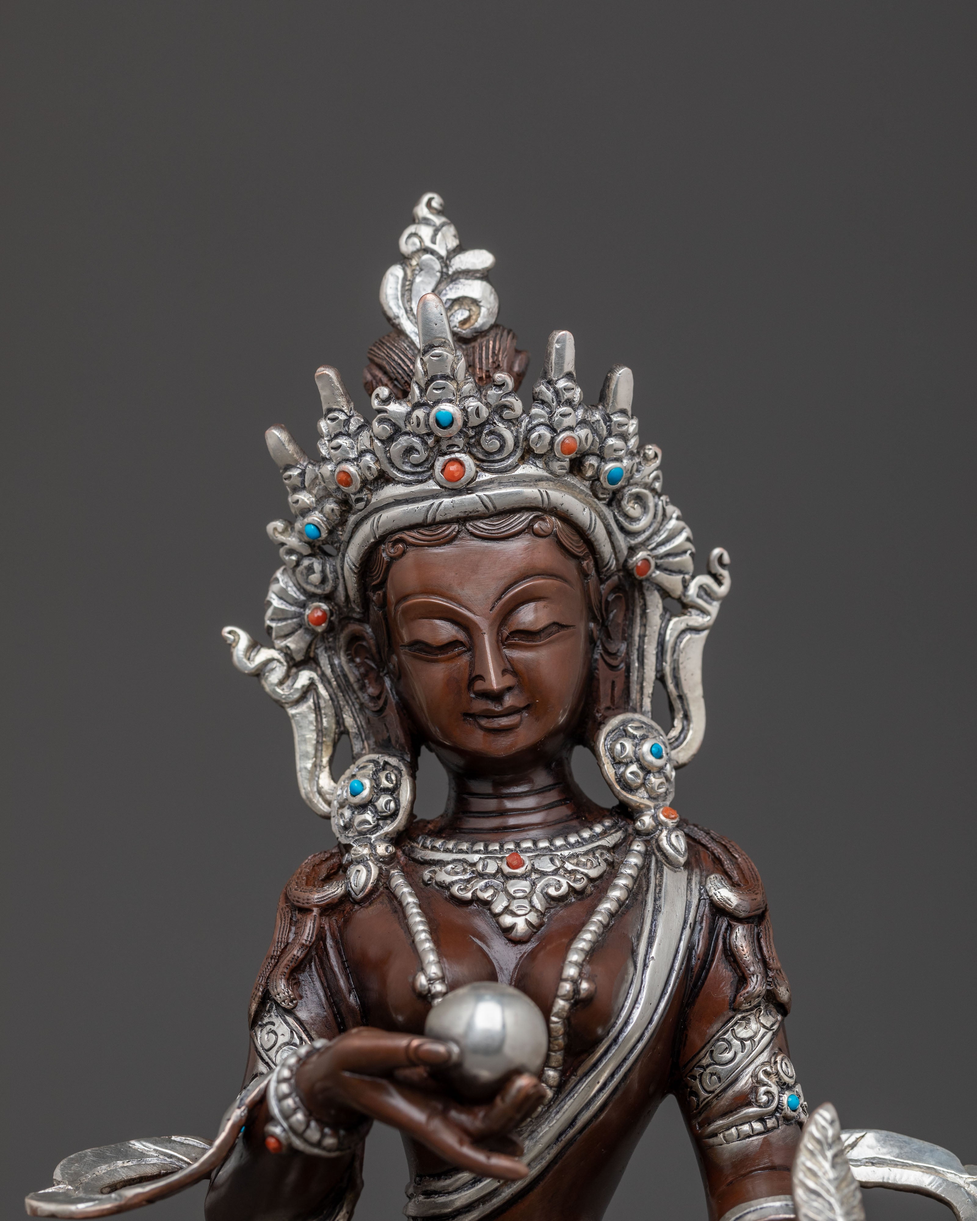 Kshitigarbha Spiritual Statue | Silver Plated Figure